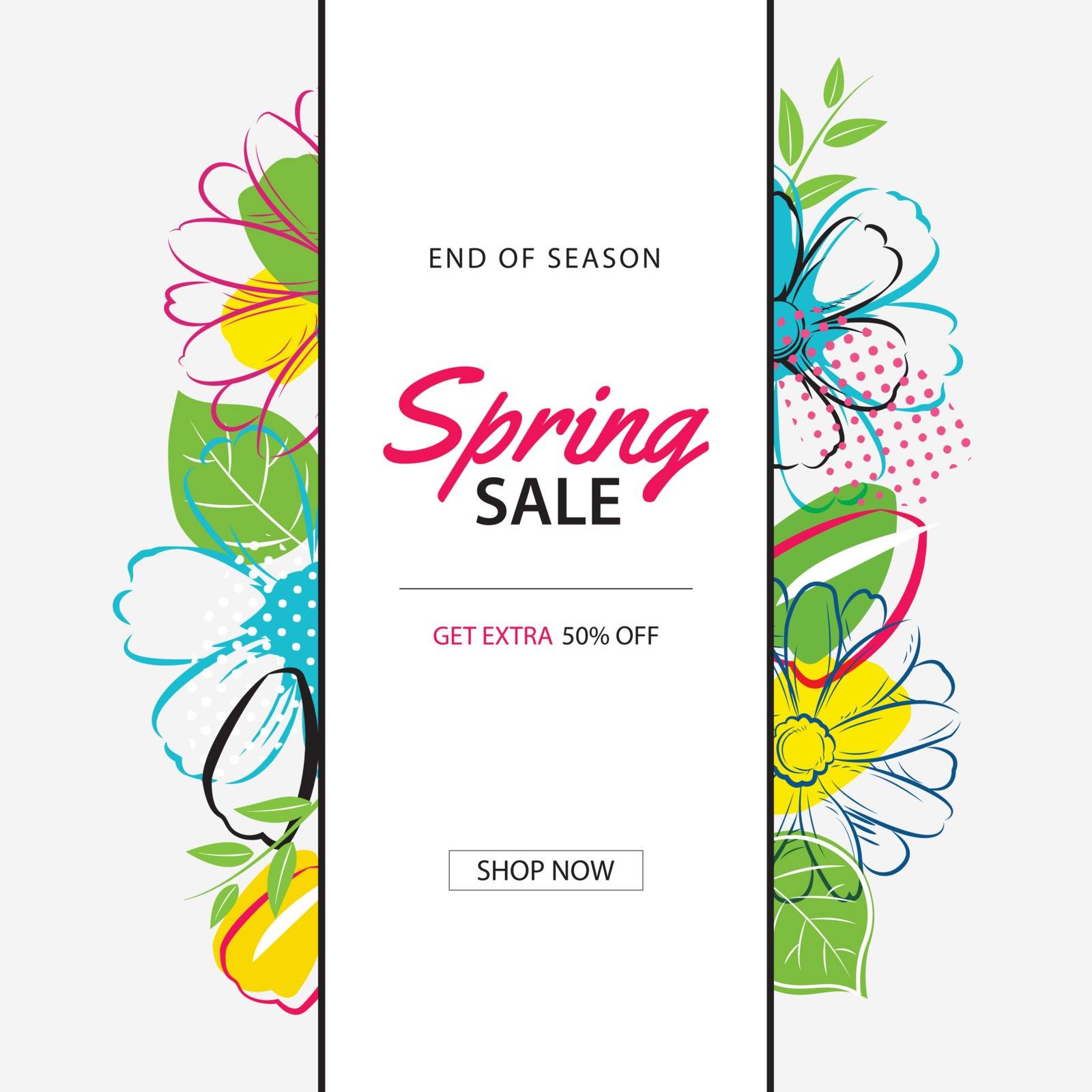 Spring sale poster template with colorful flower background.Can  by kaisorn