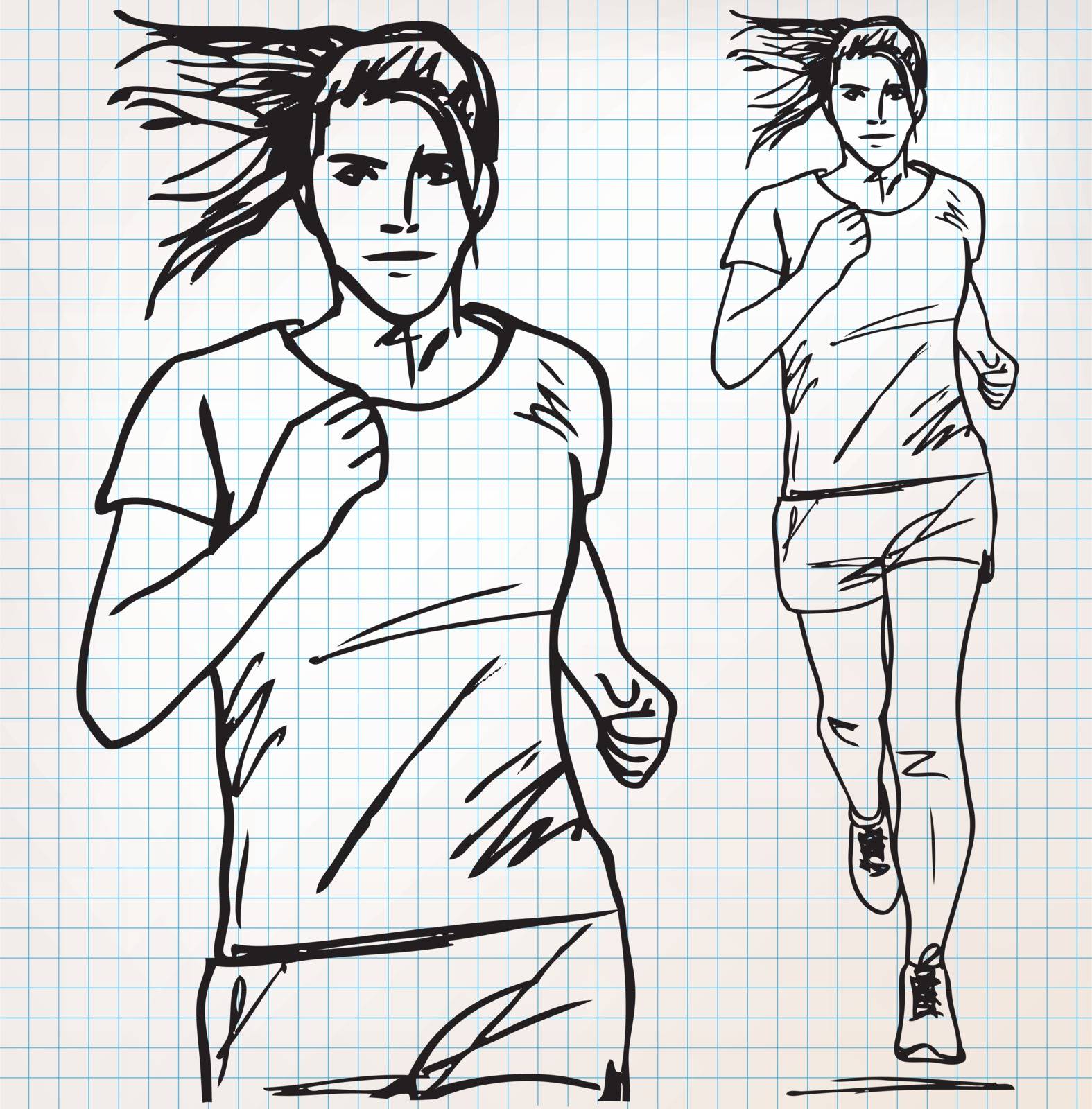 female runner sketch illustration by aroas