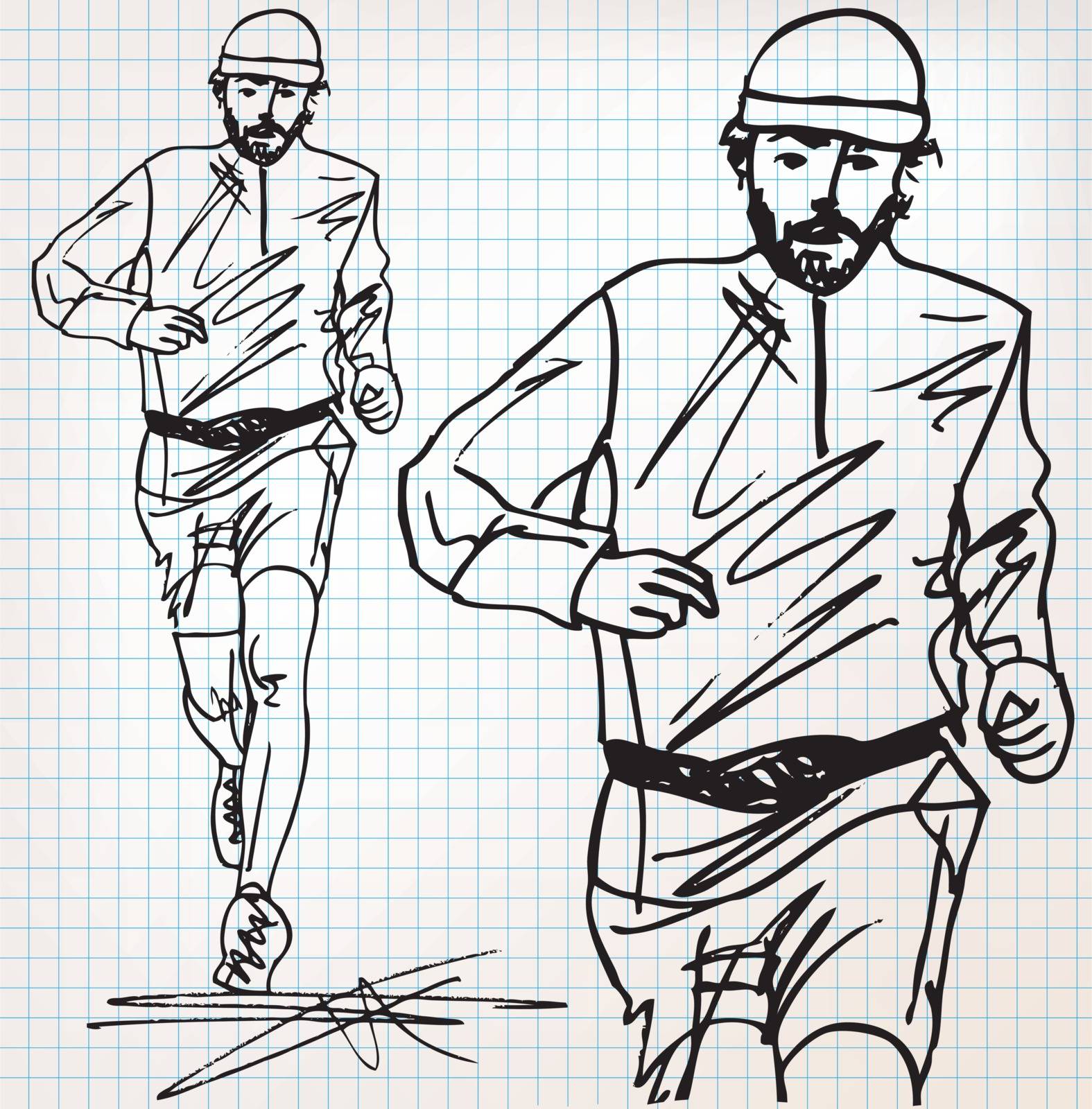 male runner sketch illustration by aroas