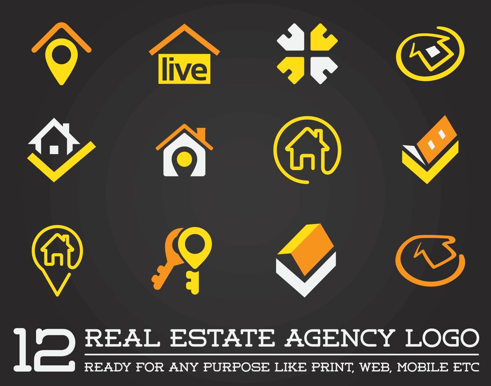 Set of Template logo for real estate agency or cottage town elit by ckybes