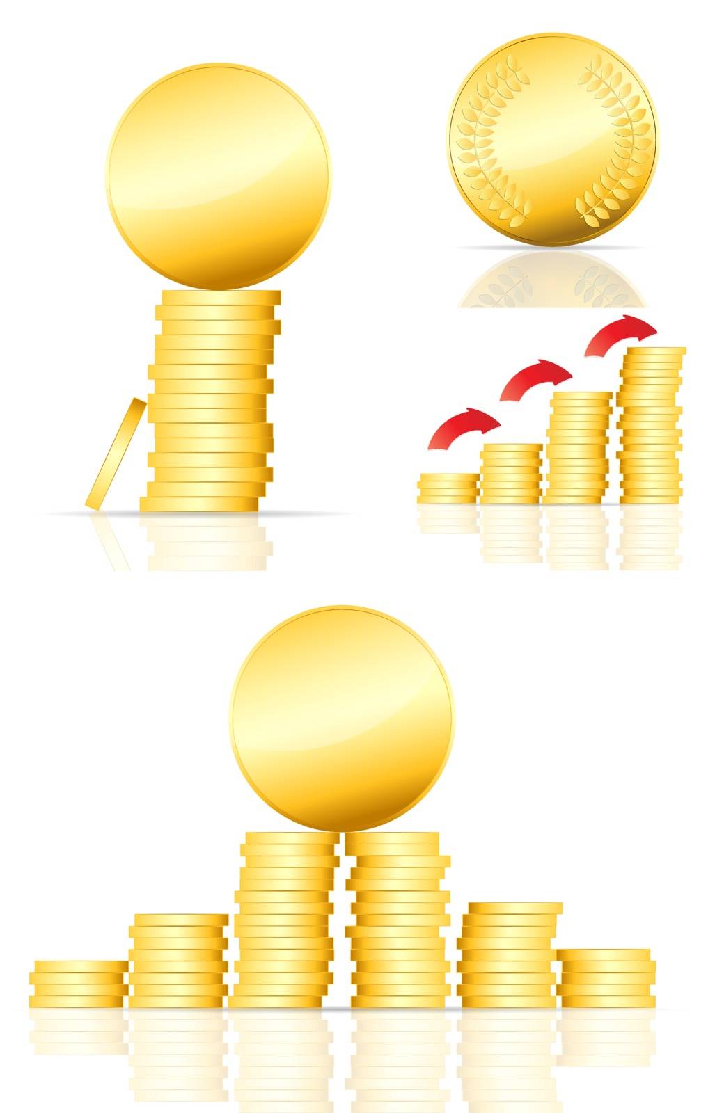 gold coin vector illustration on white