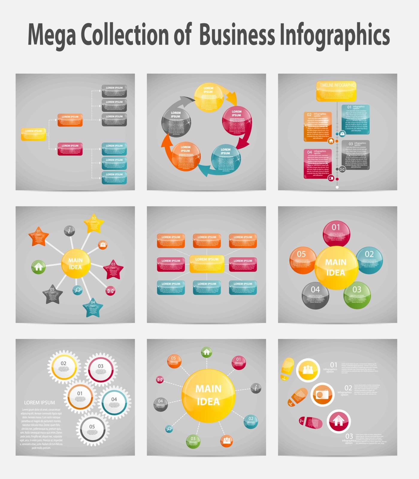 Mega collection infographic template business concept vector ill by yganko