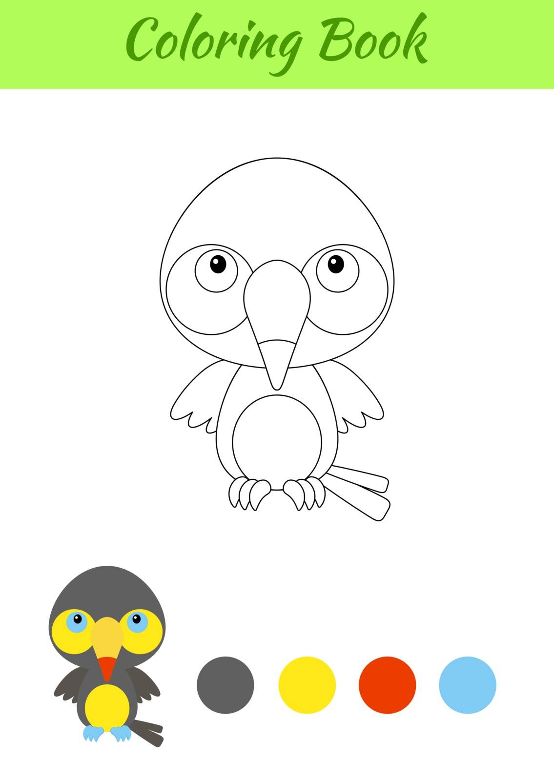 Coloring page happy little baby toucan. Printable coloring book  by Melnyk