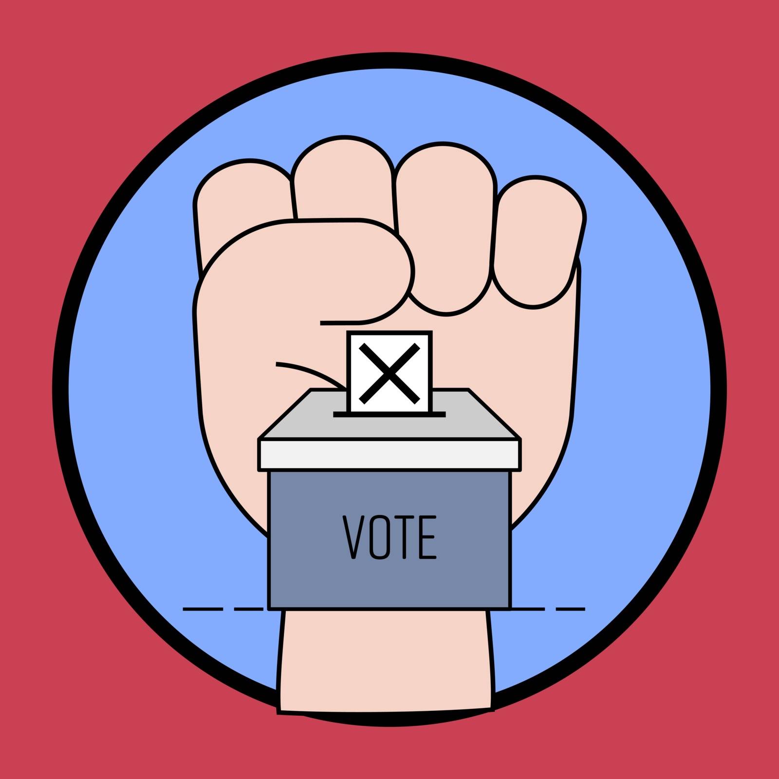 Voting and election concept. Political participation metaphor. Political right to vote. Symbol of election campaign. Vector illustration concept outline flat design style.
