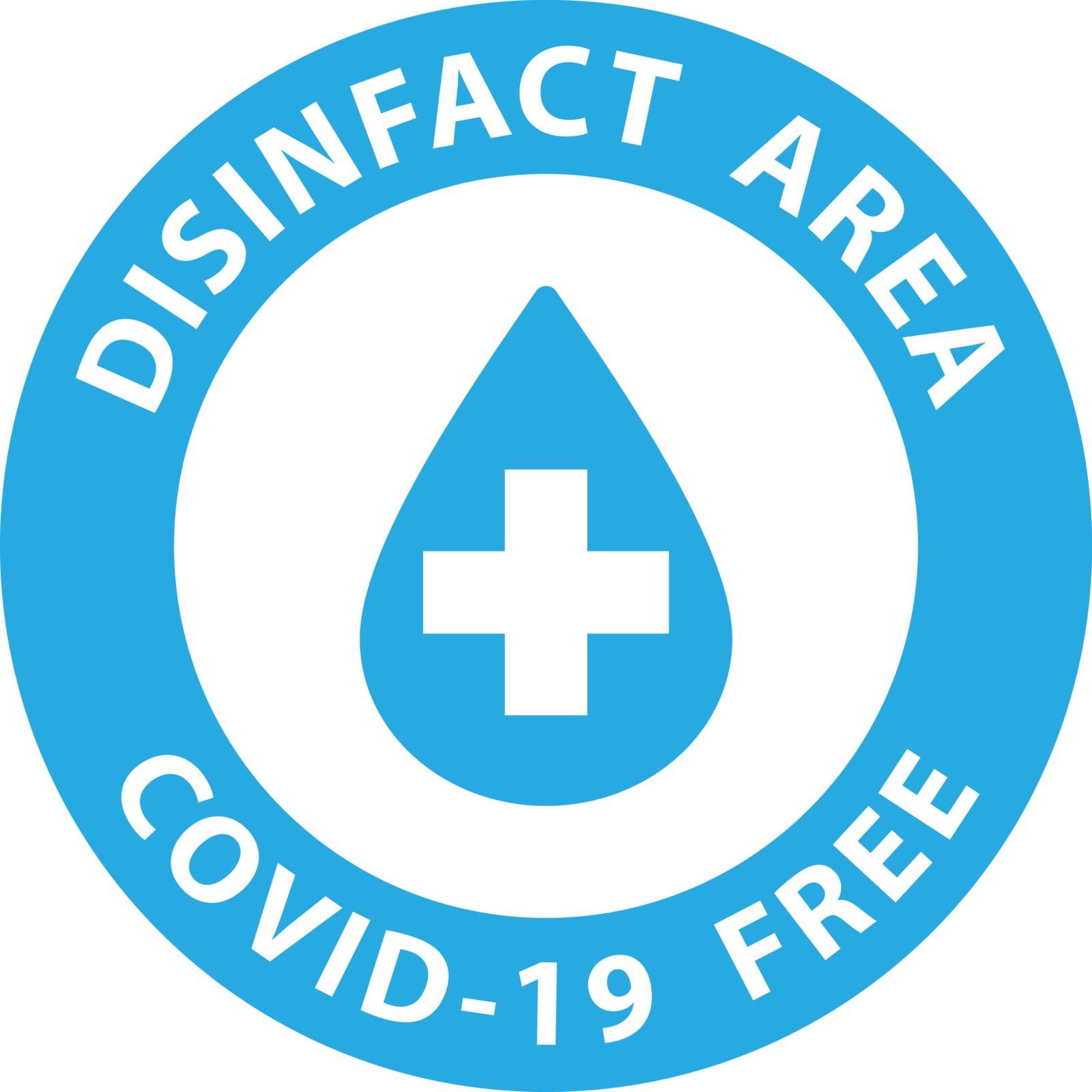  Round symbol for disinfected areas of Covid-19. Covid free zone by kanate