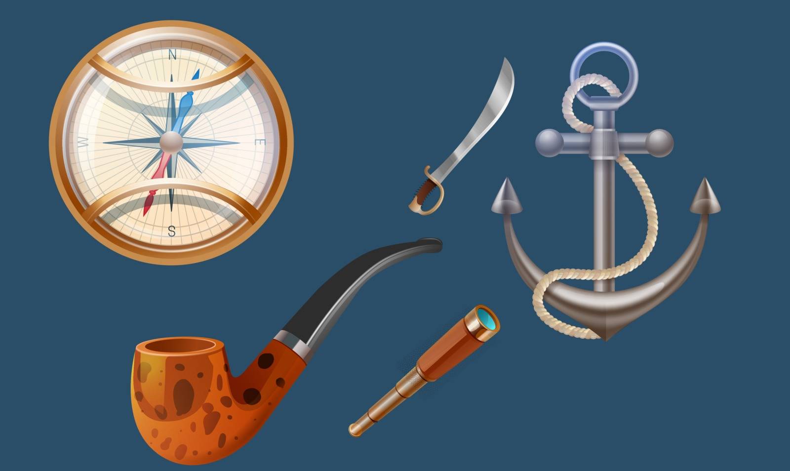 mock up illustration of treasure hunt game equipment on abstract backgrounds