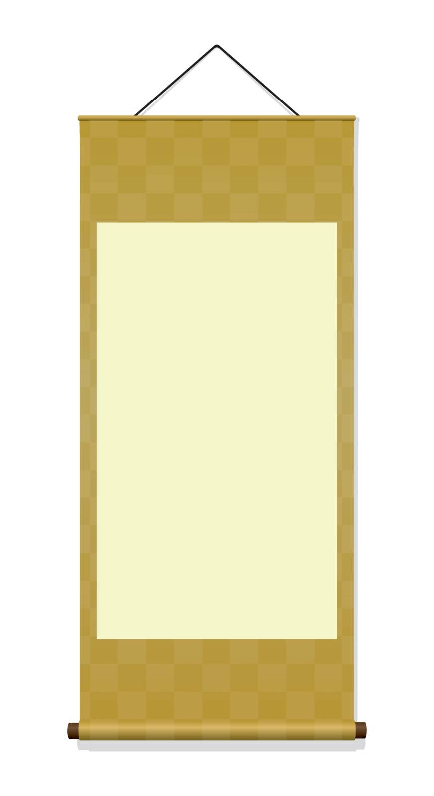 Japanese hanging scroll illustration (gold)