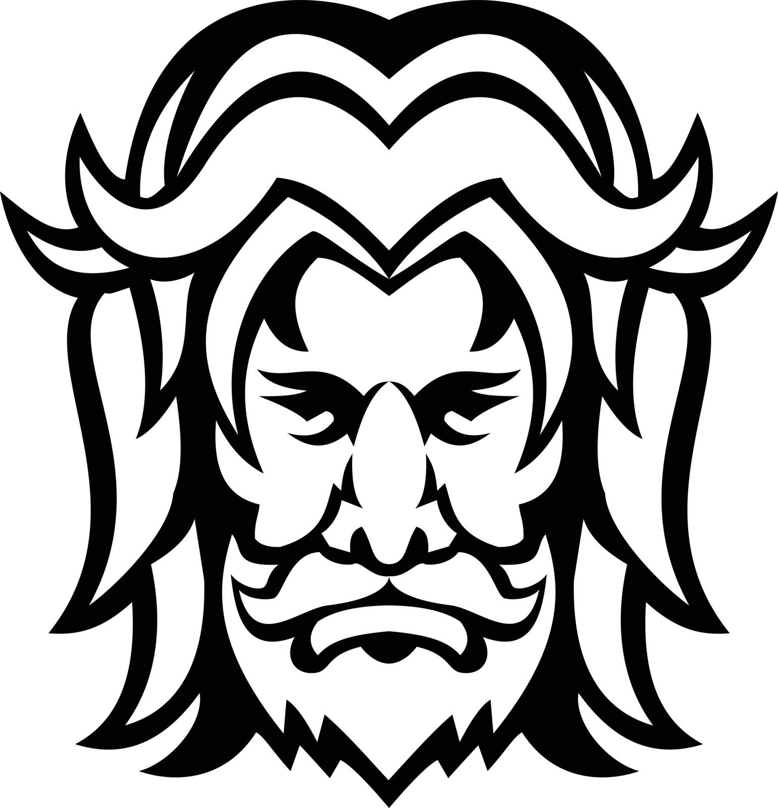 Mascot icon black and white illustration of head of Baldr, Balder or Baldur, a god in Norse mythology, and a son of the god Odin viewed from front on isolated background in retro style.