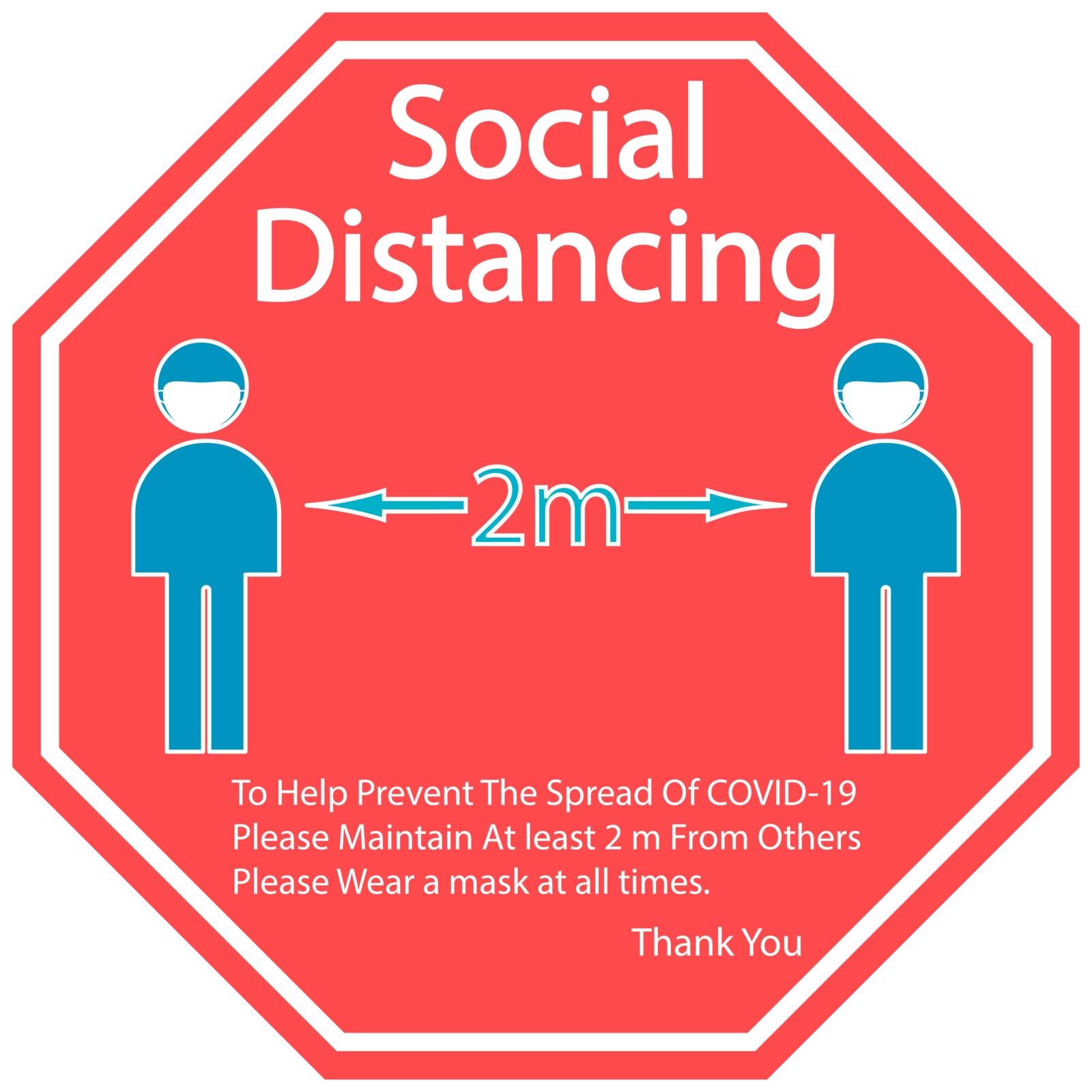Icon people concept Social Distancing stay 2m apart from other people and wear a mask vector illustration