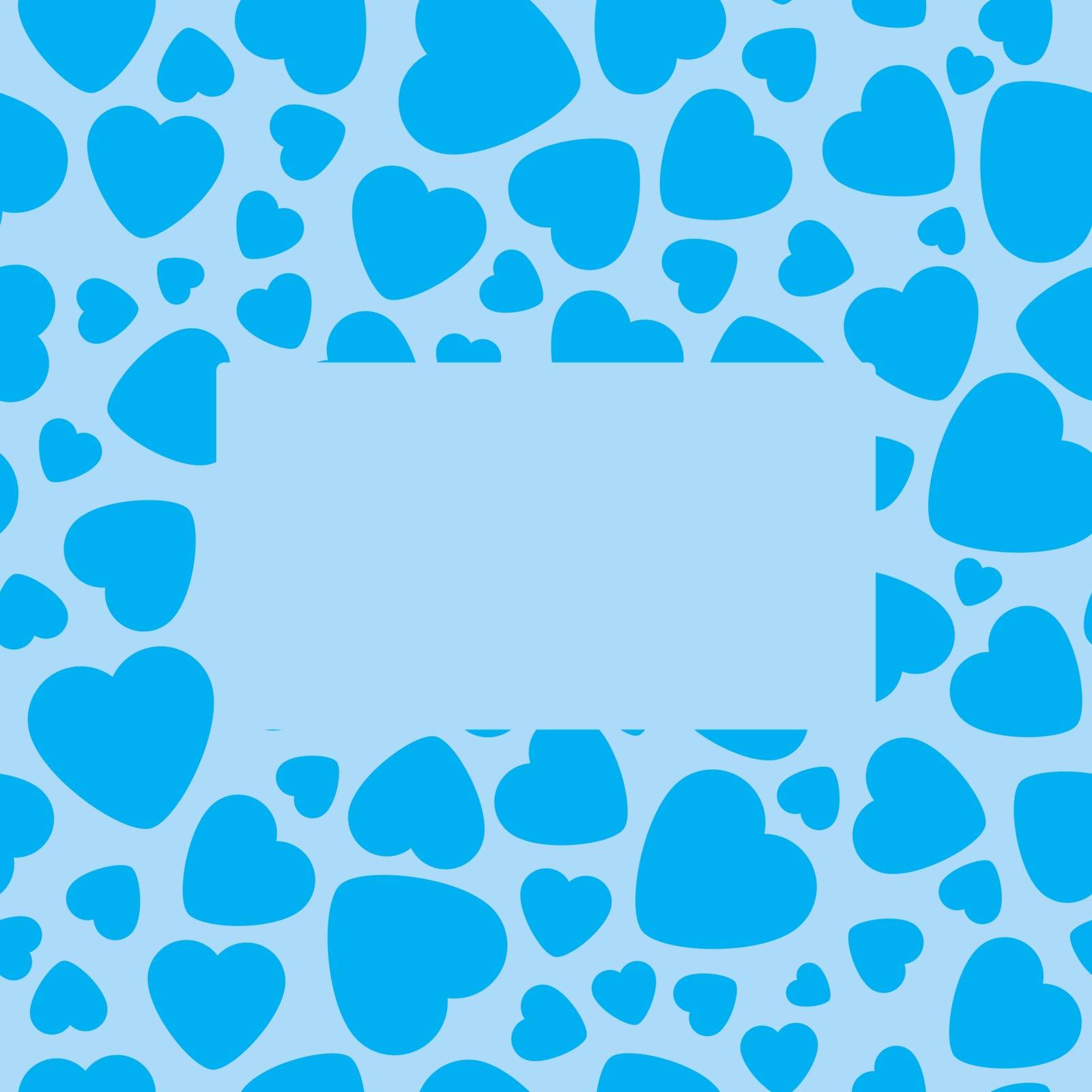 Frame With Blue Heart On Blue Background. Graphic Design In The Concept of Love. Love Symbol And Emblem for Valentines Day, Wedding, Birthday and Holiday. Vector Card and Template with Copy Space.