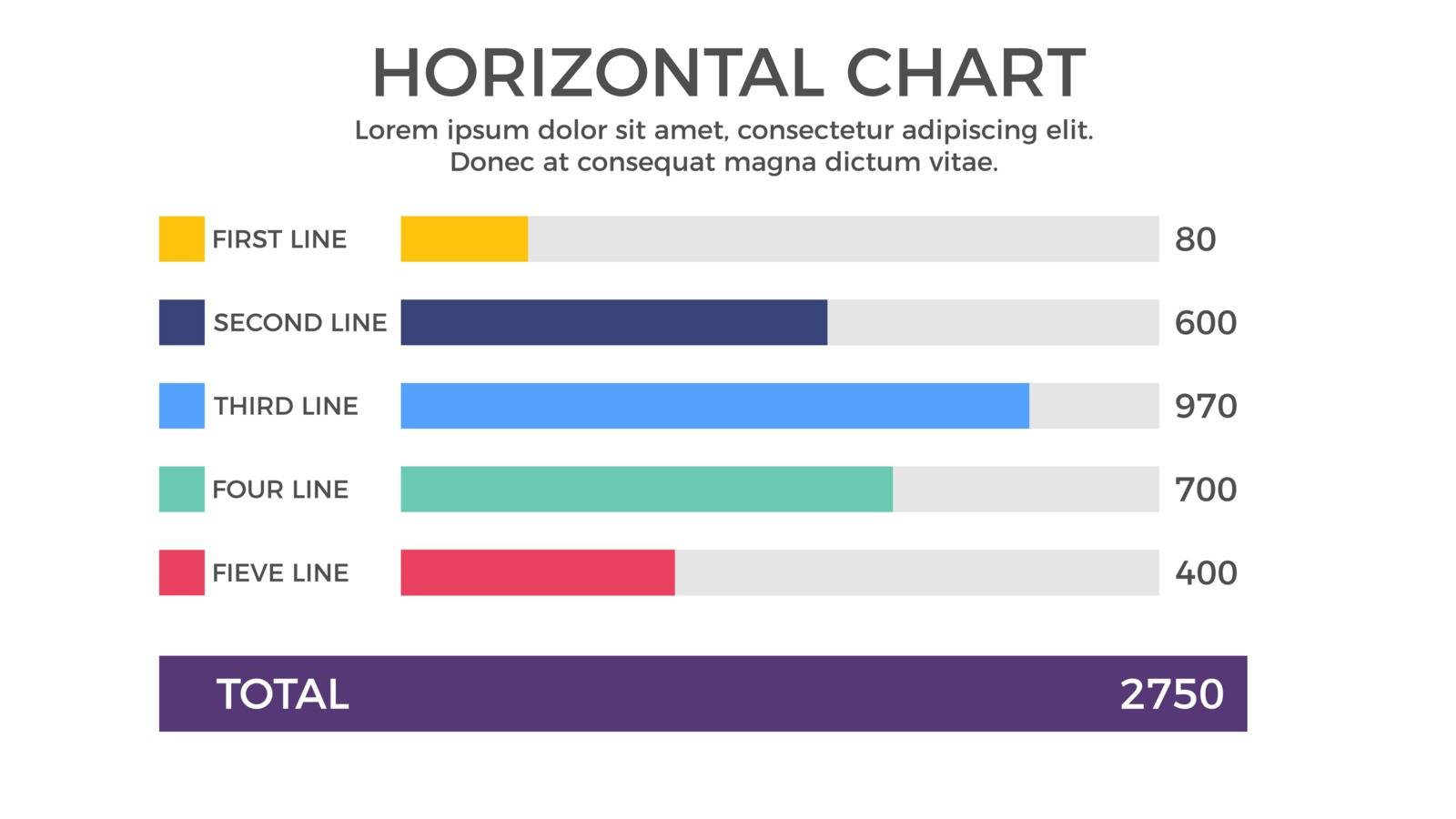 Horizontal Chart Infographic Element - Business Vector Illustration in Flat Design Style for Presentation, Booklet, Website, Presentation etc. Isolated on the White Background.