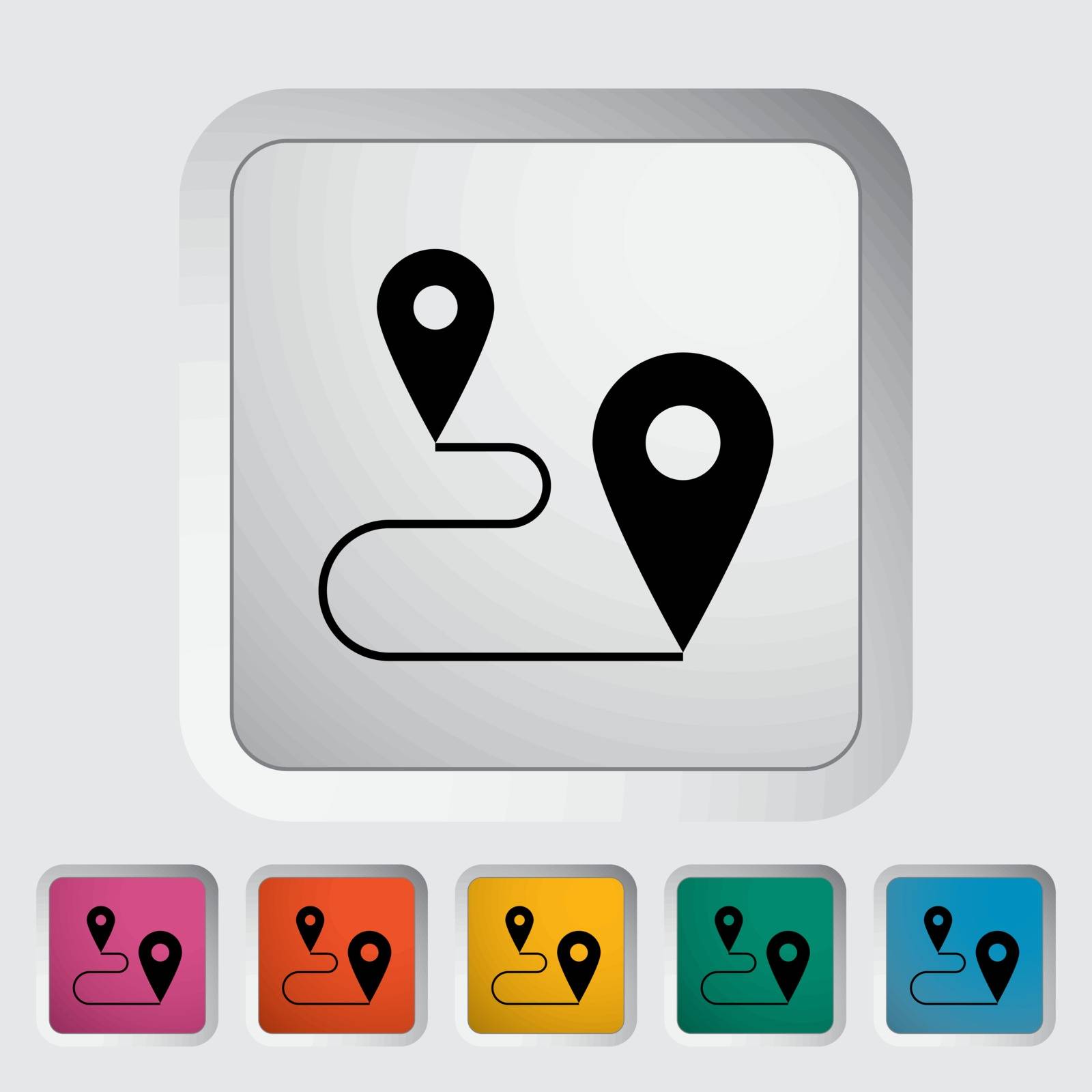 Map pointer. Single flat icon on the button. Vector illustration.