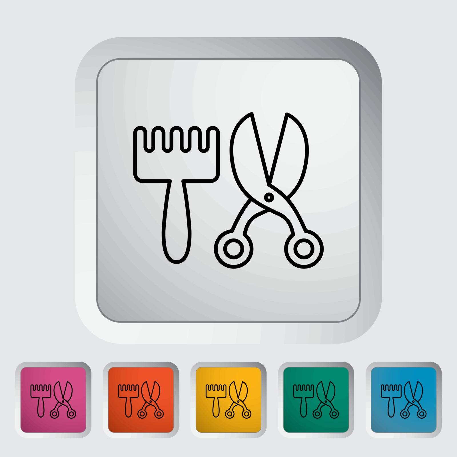 Scissors and comb icon. Line flat vector related icon for web and mobile applications. It can be used as - pictogram, icon, infographic element. Vector Illustration. 