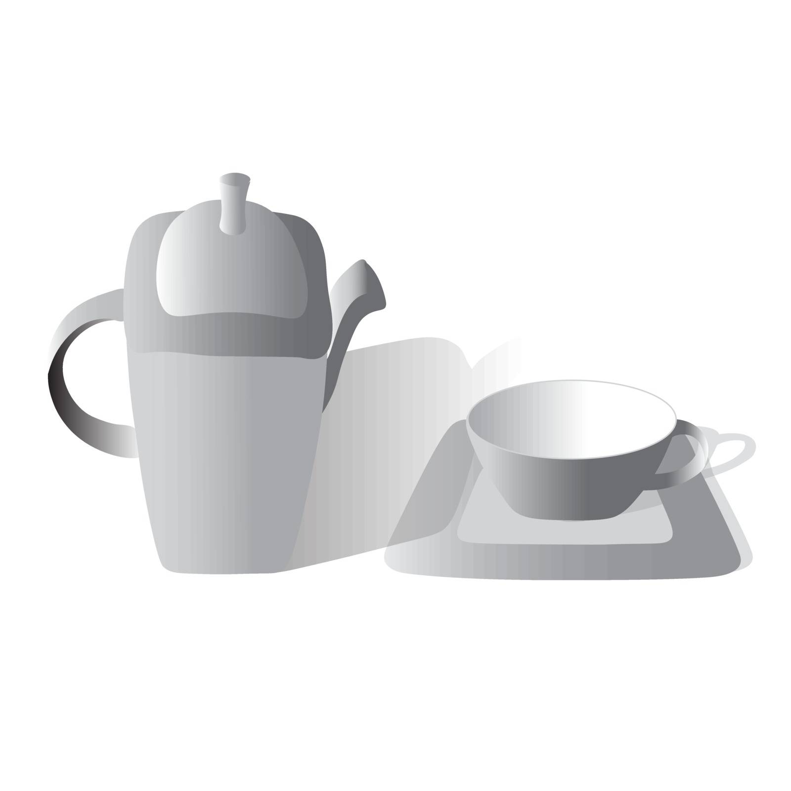    Tea set gray on a white background, Vector design.
