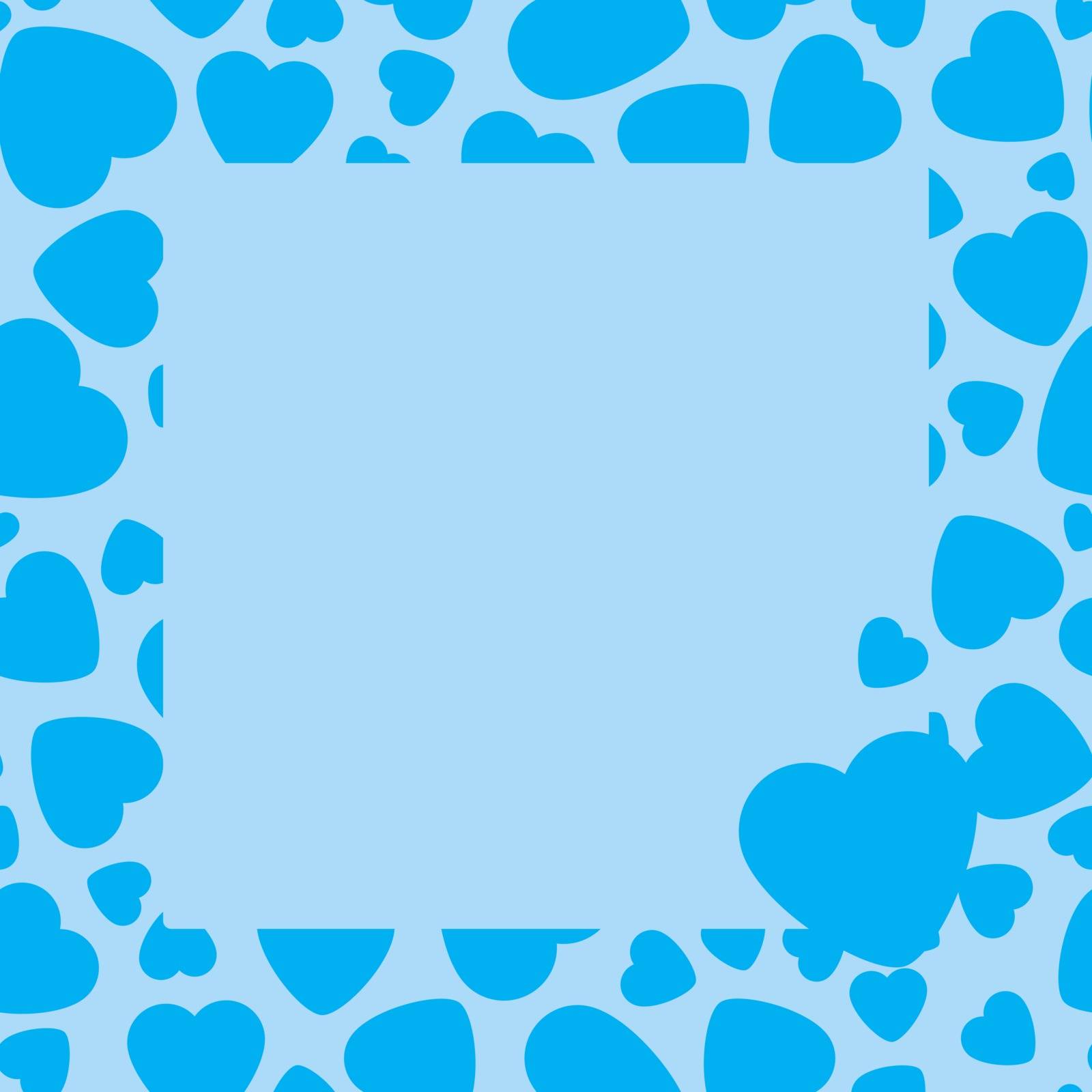 Vector Frame With Blue Heart On Blue Background. by Rina_Dozornaya