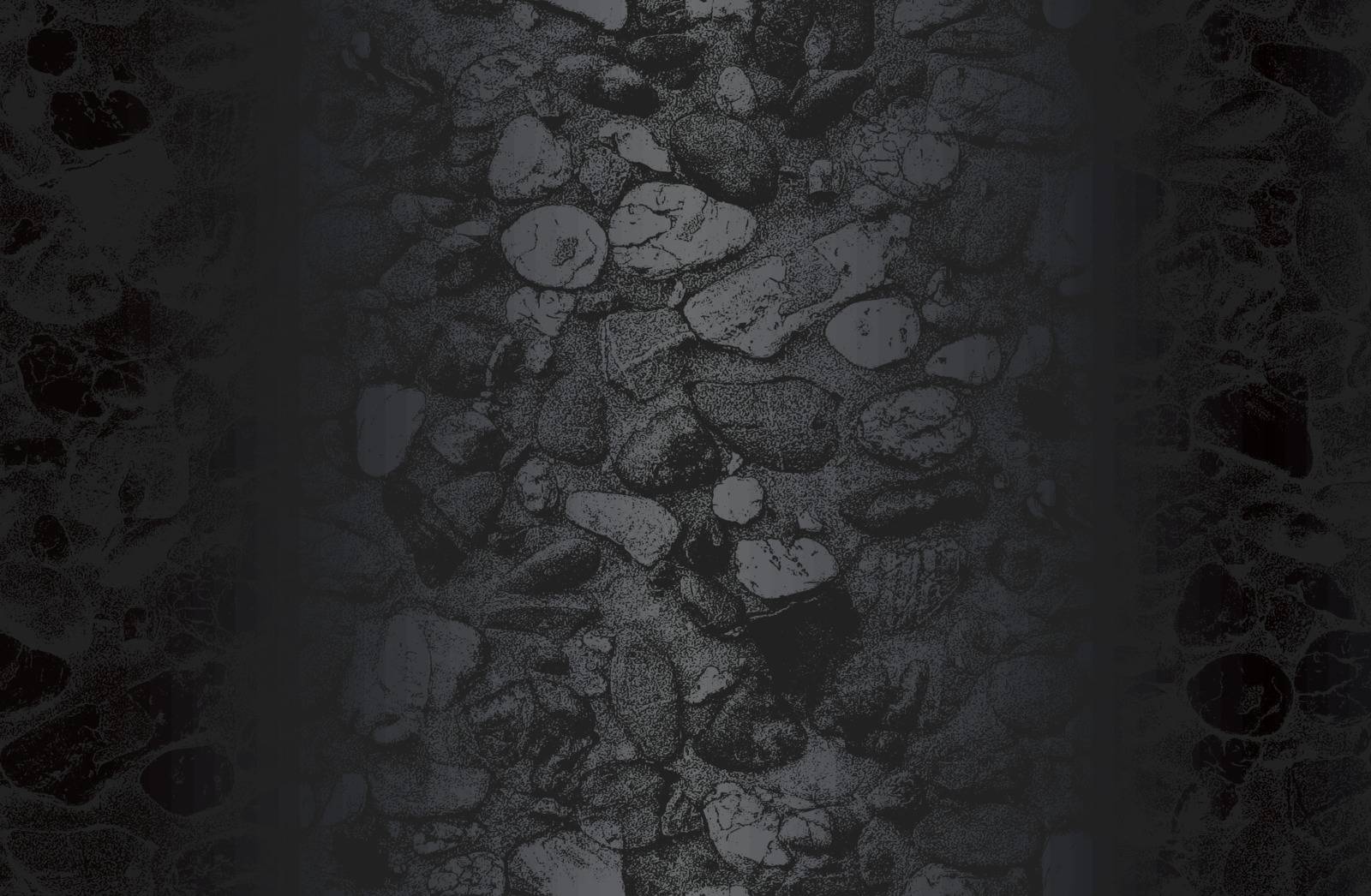 Luxury black metal gradient background with distressed stones, rocks, pebbles, macadam texture. Vector illustration