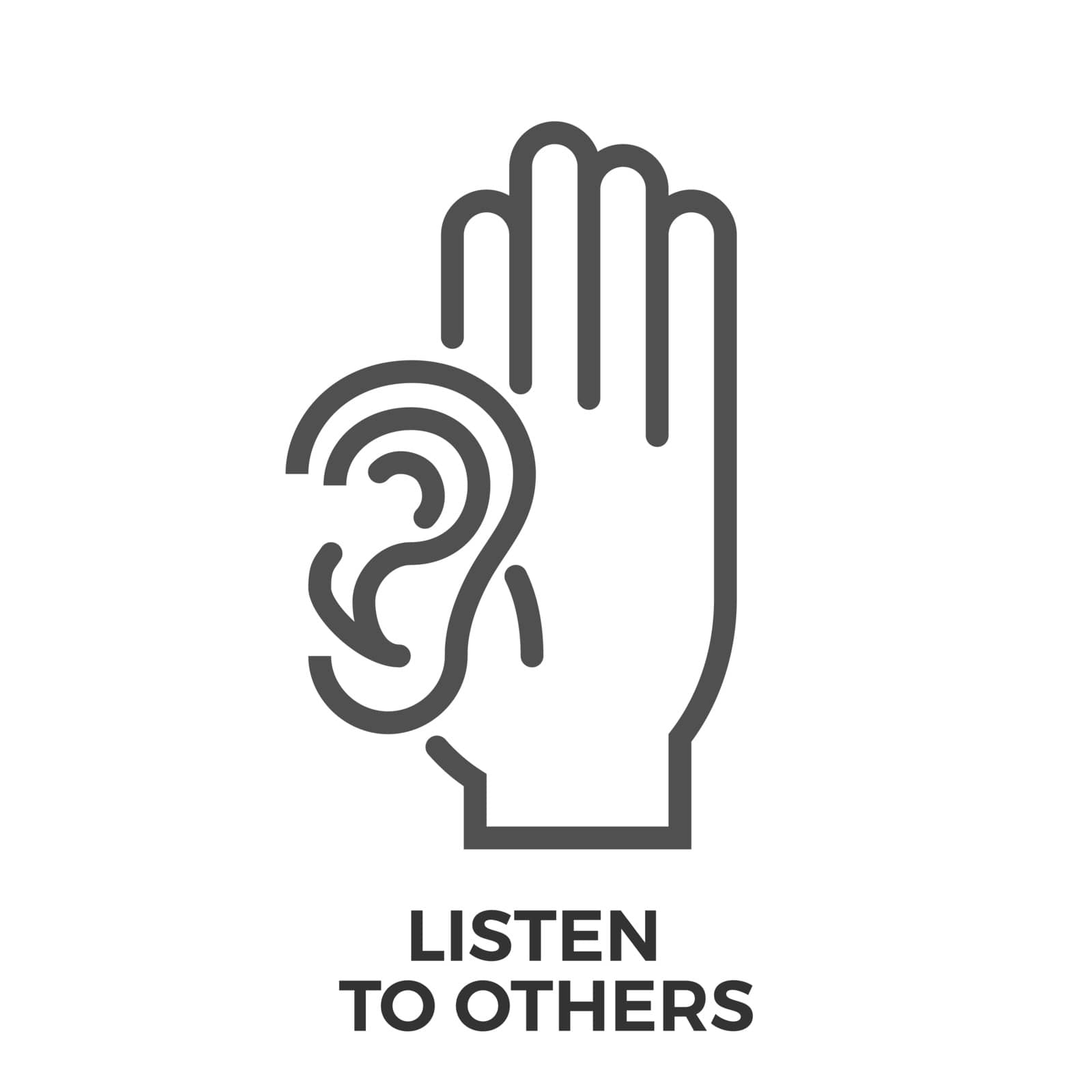 Listen to Others Thin Line Vector Icon Isolated on the White Background.