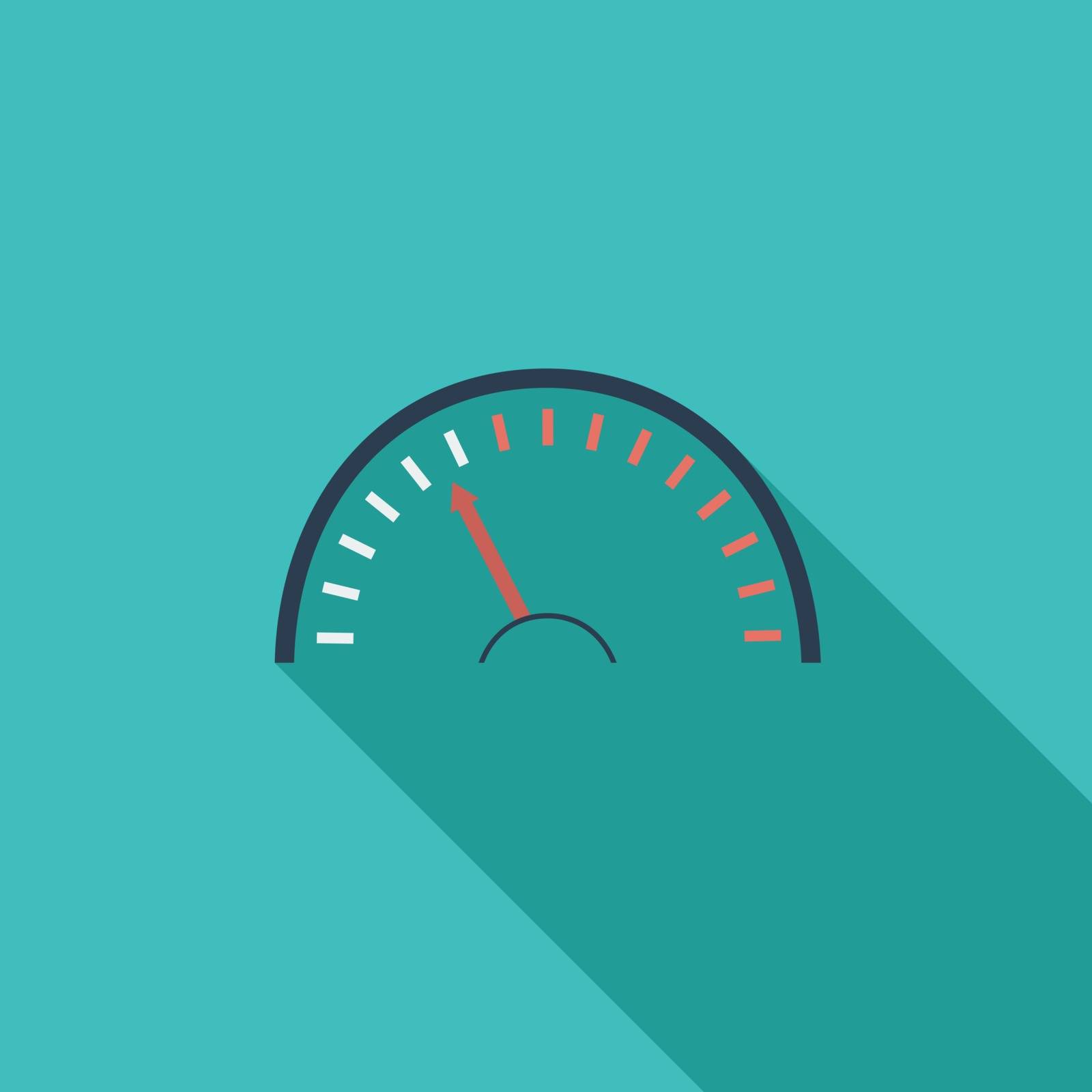 Speedometer icon. Flat vector related icon with long shadow for web and mobile applications. It can be used as - logo, pictogram, icon, infographic element. Vector Illustration.