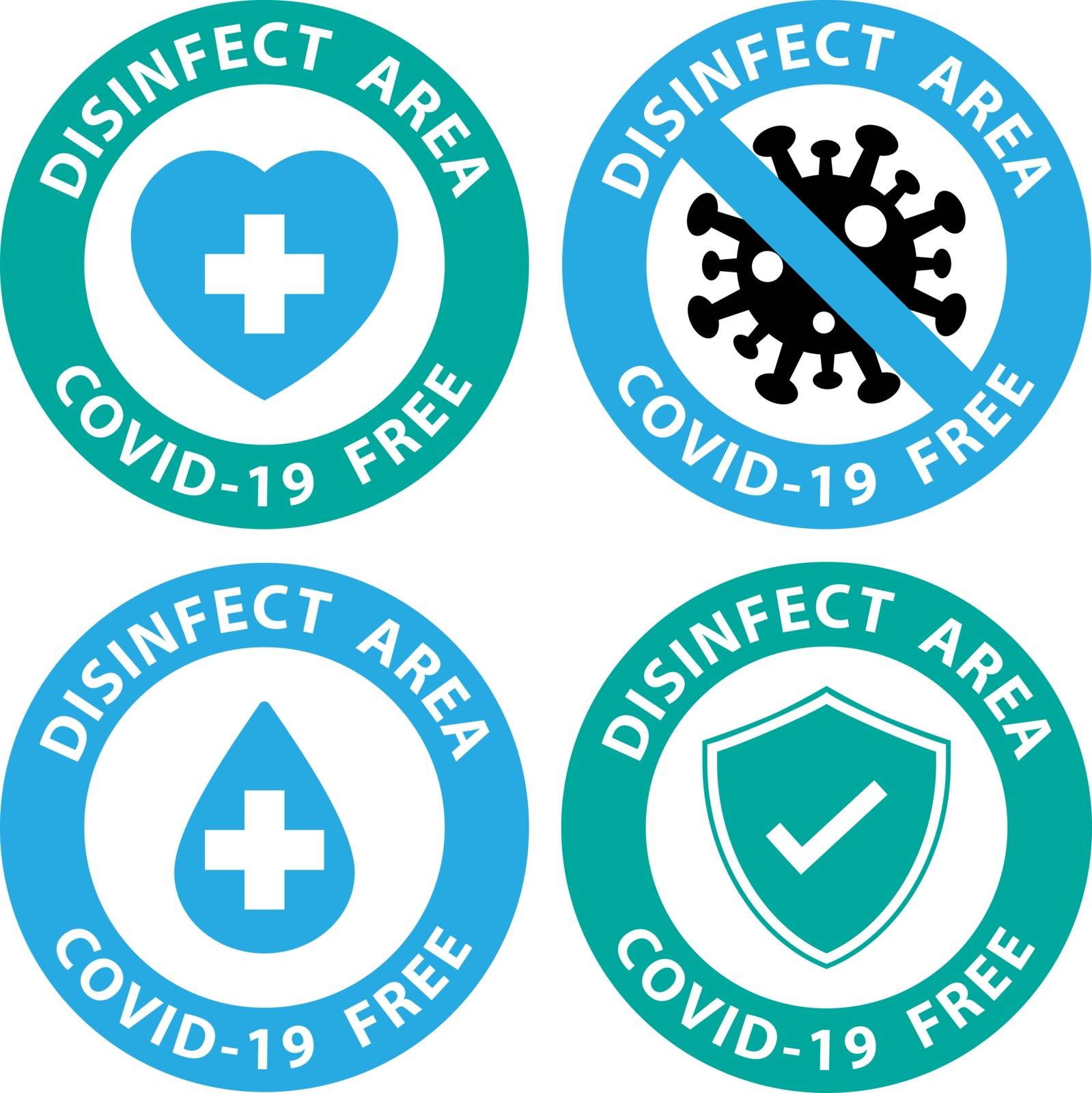  Round symbol for disinfected areas of Covid-19. Covid free zone.Vector eps10