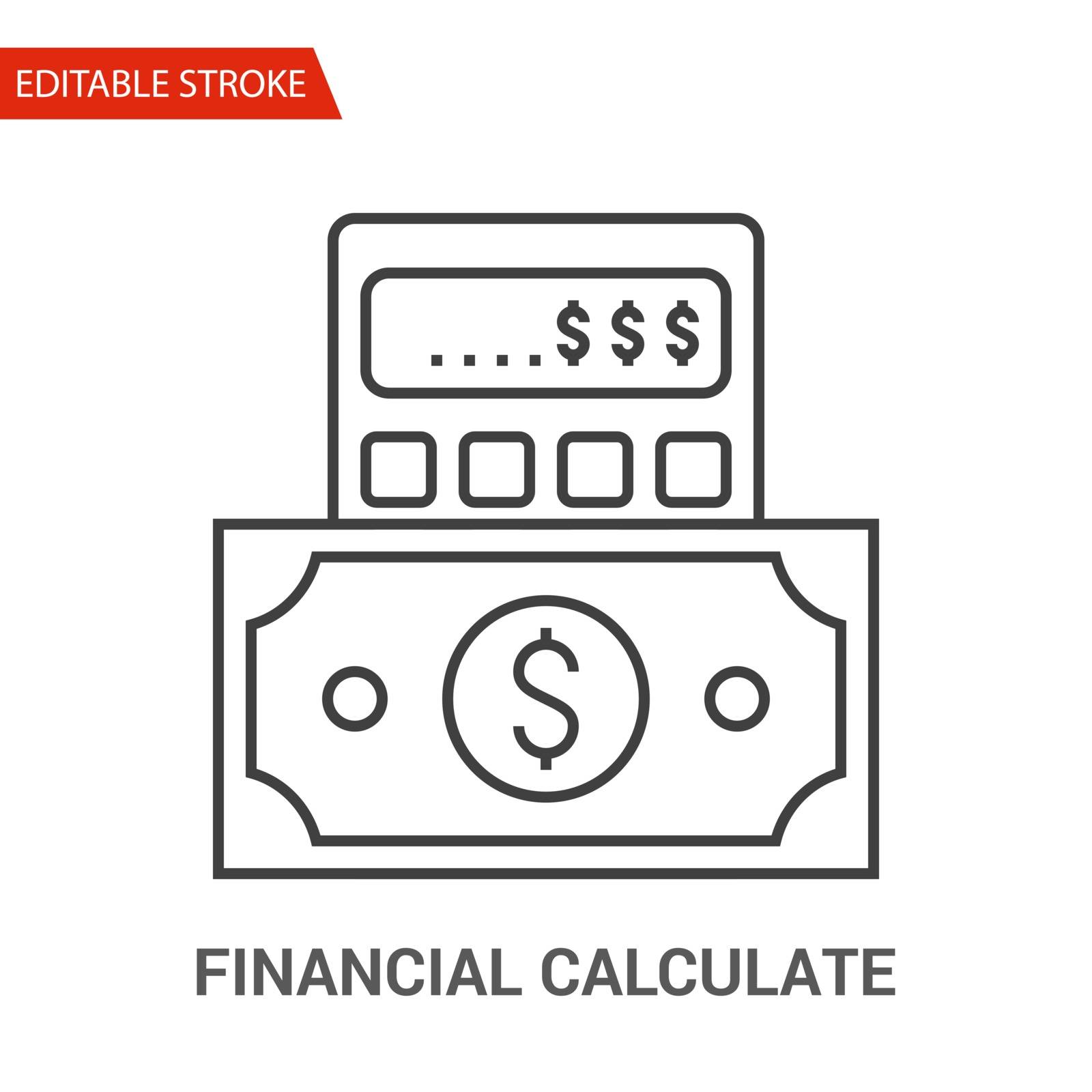Financial Calculate Icon. Thin Line Vector Illustration. Adjust stroke weight - Expand to any Size - Easy Change Colour - Editable Stroke - Pixel Perfect