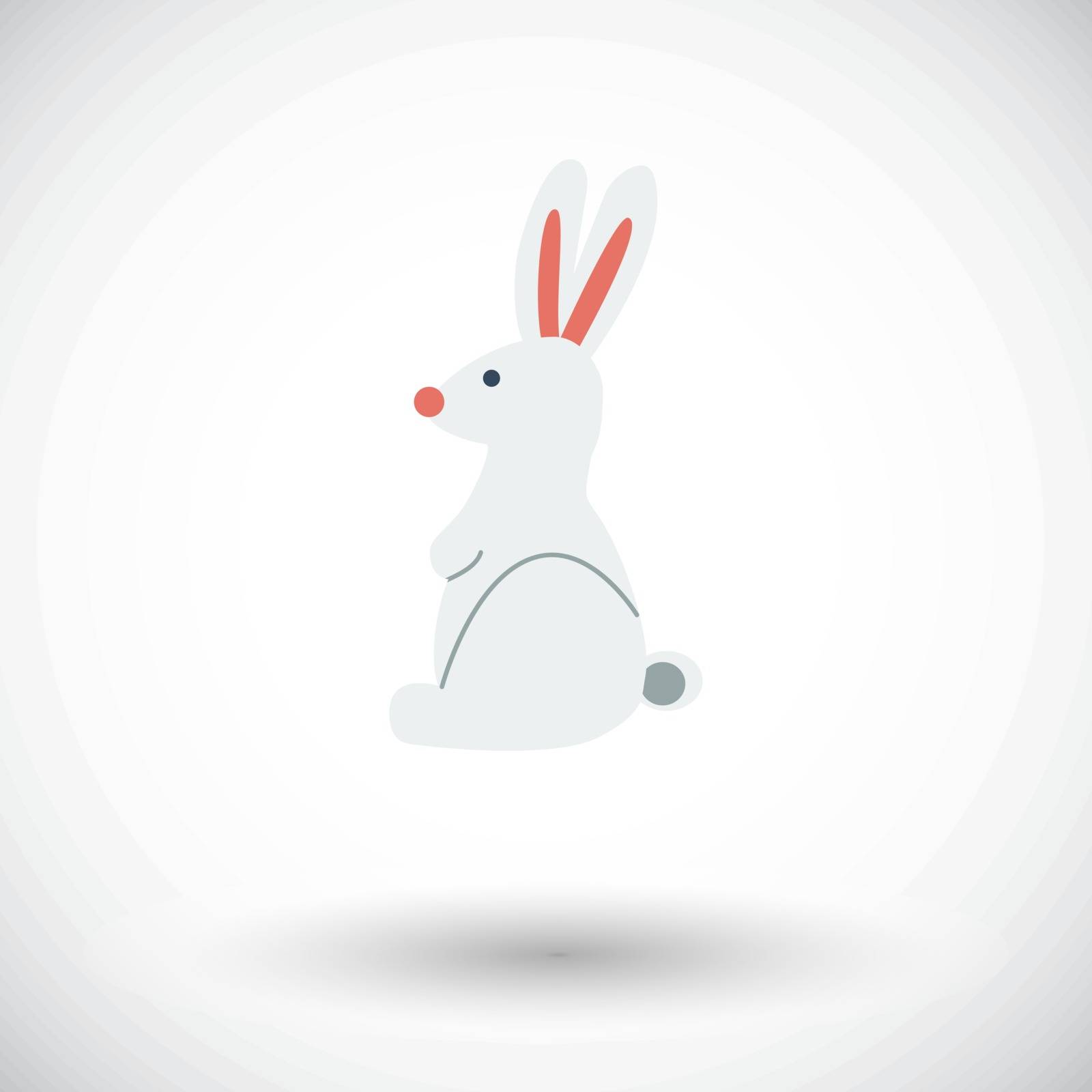Rabbit. Single flat icon on white background. Vector illustration.