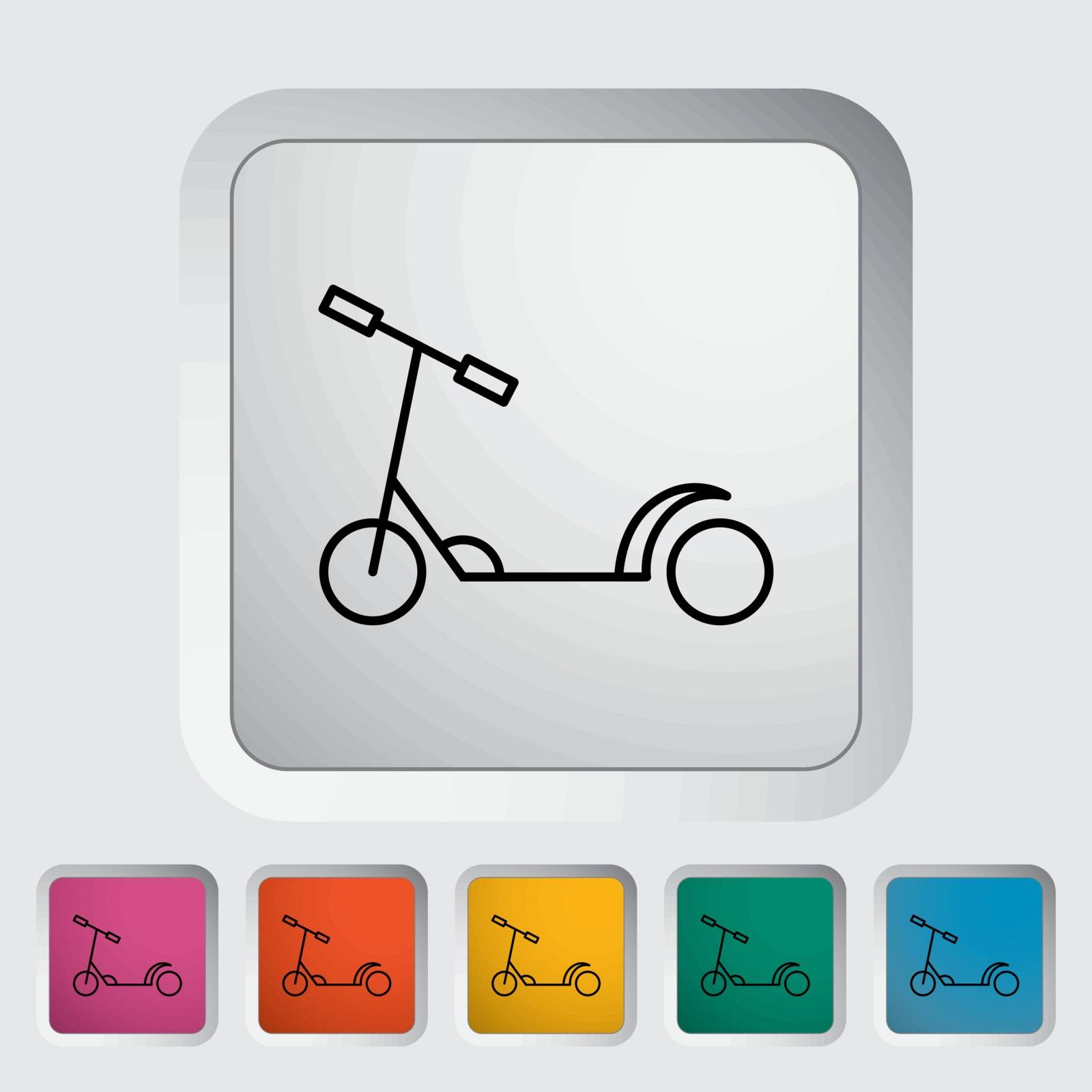 Scooter child thin line flat vector related icon set for web and mobile applications. It can be used as - pictogram, icon, infographic element. Vector Illustration. 
