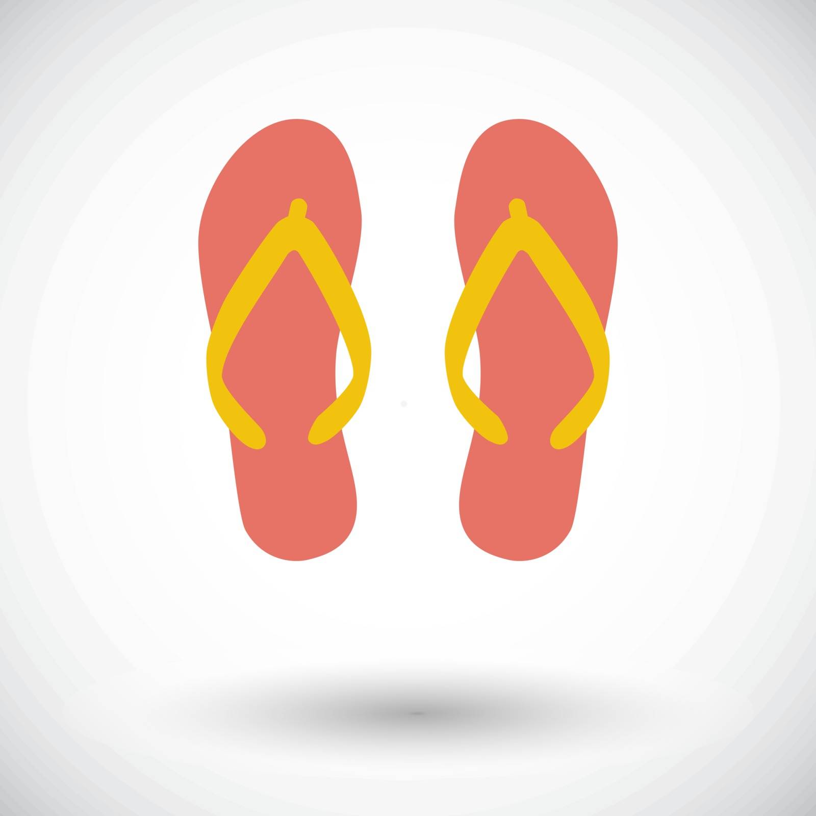 Beach slippers. Single flat icon on white background. Vector illustration.