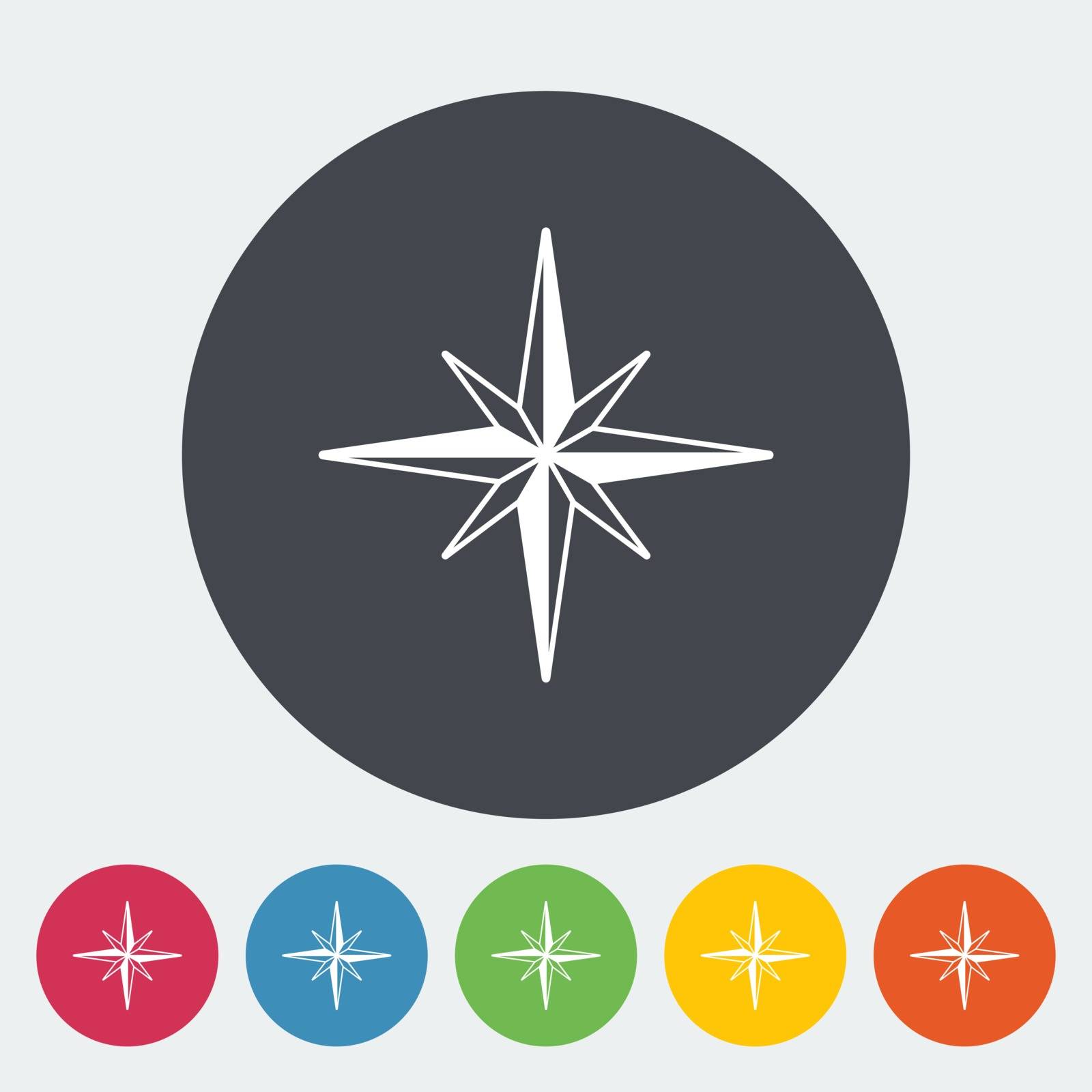 Wind rose. Single flat icon on the circle button. Vector illustration.