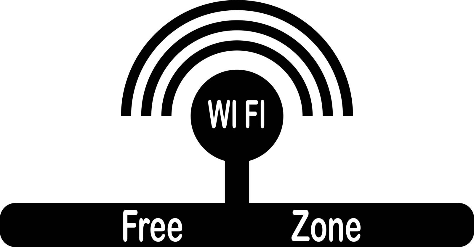 WiFi router icon and free zone legend by Grommik