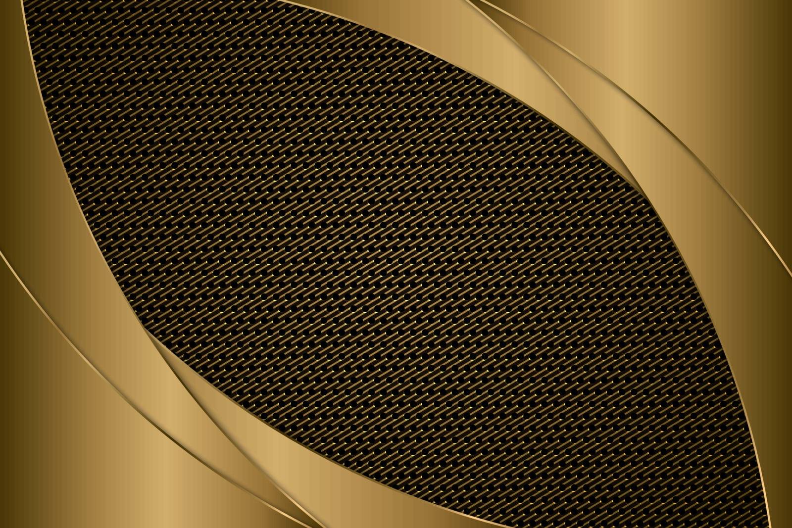 Metallic background.Luxury of gold with carbon fiber texture.Golden metal modern design.