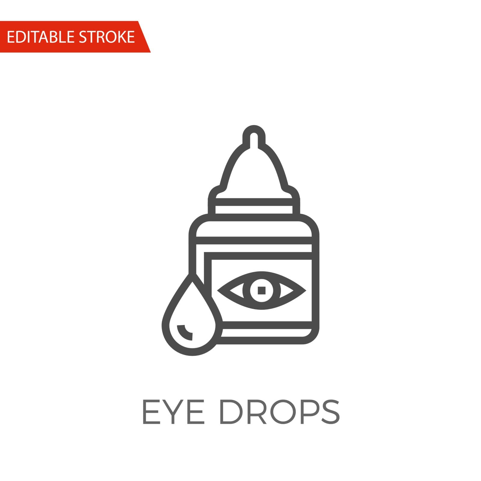 Eye Drops Thin Line Vector Icon. Flat Icon Isolated on the White Background. Editable Stroke EPS file. Vector illustration.