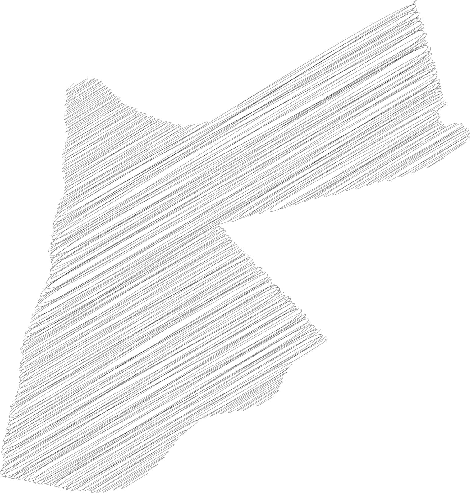 Jordan - pencil scribble sketch silhouette map of country area with dropped shadow. Simple flat vector illustration.