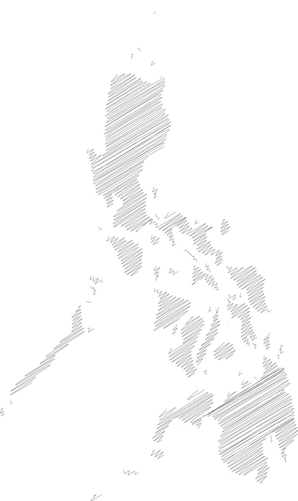 Philippines - pencil scribble sketch silhouette map of country area with dropped shadow. Simple flat vector illustration.