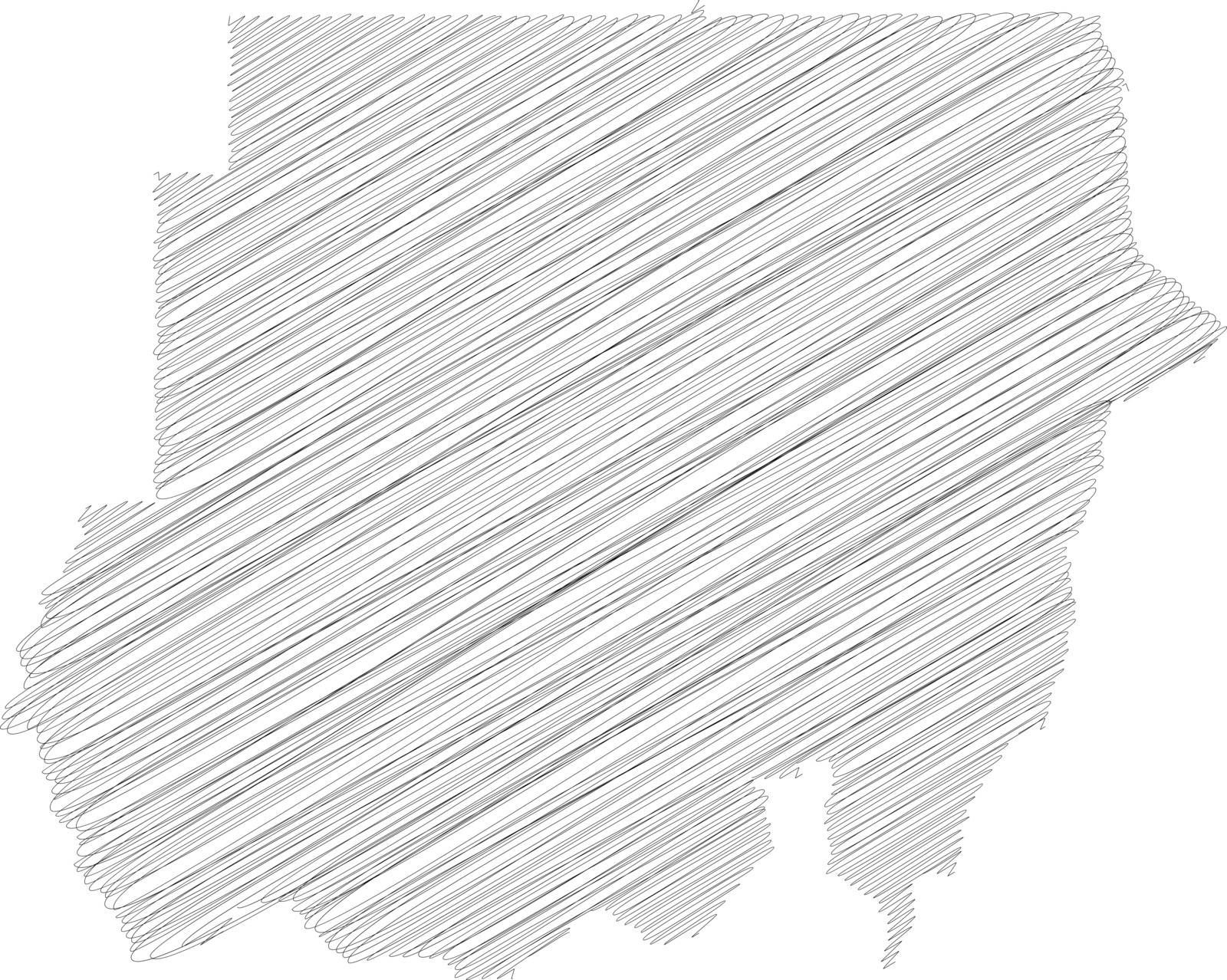 Sudan - pencil scribble sketch silhouette map of country area with dropped shadow. Simple flat vector illustration.