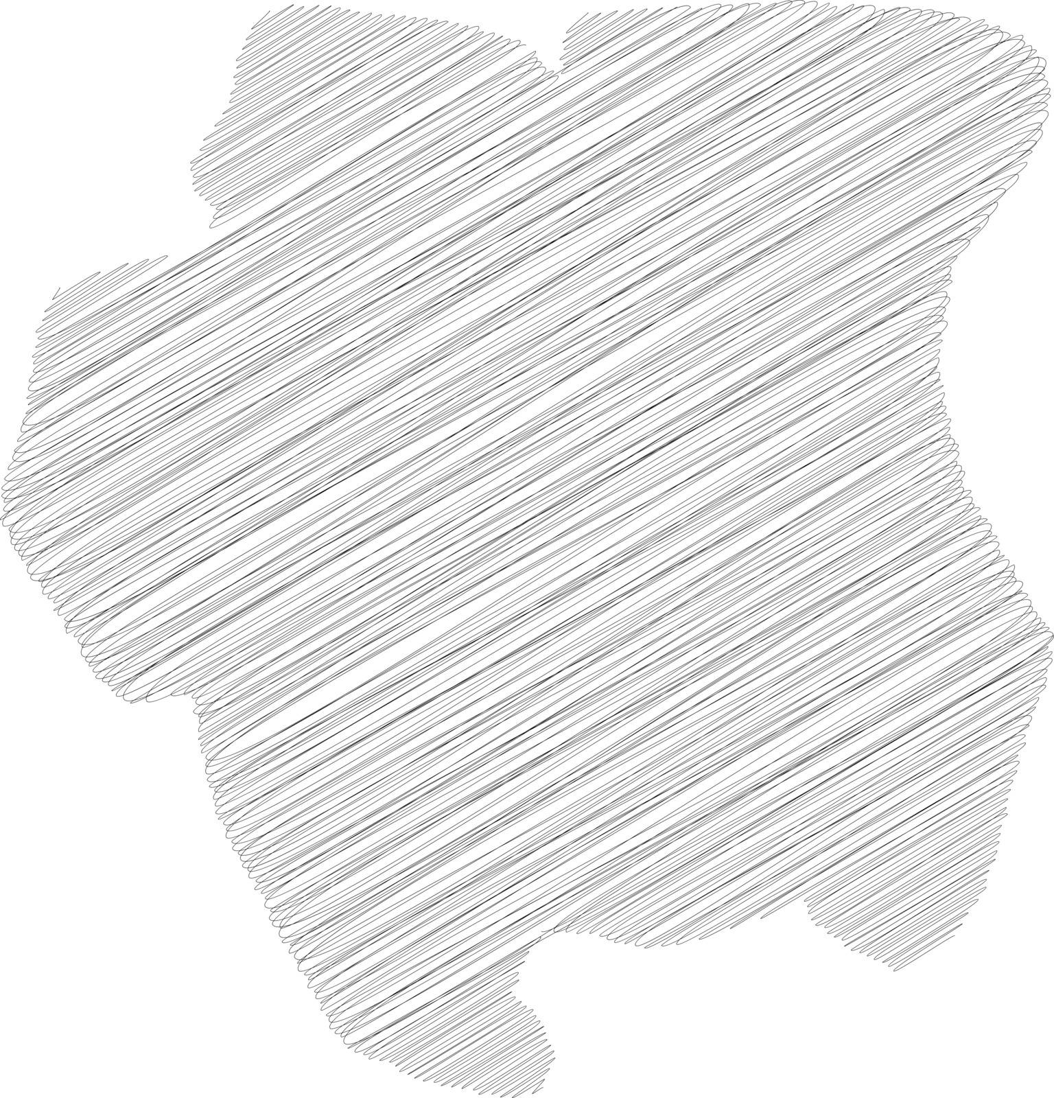 Surinam - pencil scribble sketch silhouette map of country area with dropped shadow. Simple flat vector illustration.