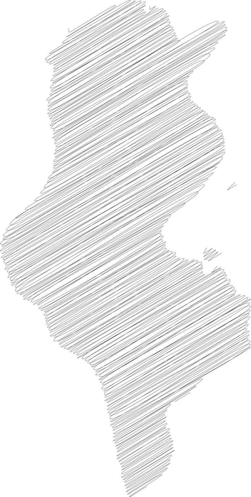 Tunisia - pencil scribble sketch silhouette map of country area with dropped shadow. Simple flat vector illustration.