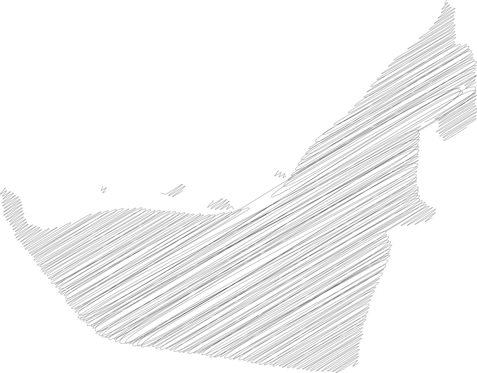 United Arab Emirates, UAE - pencil scribble sketch silhouette map of country area with dropped shadow. Simple flat vector illustration.