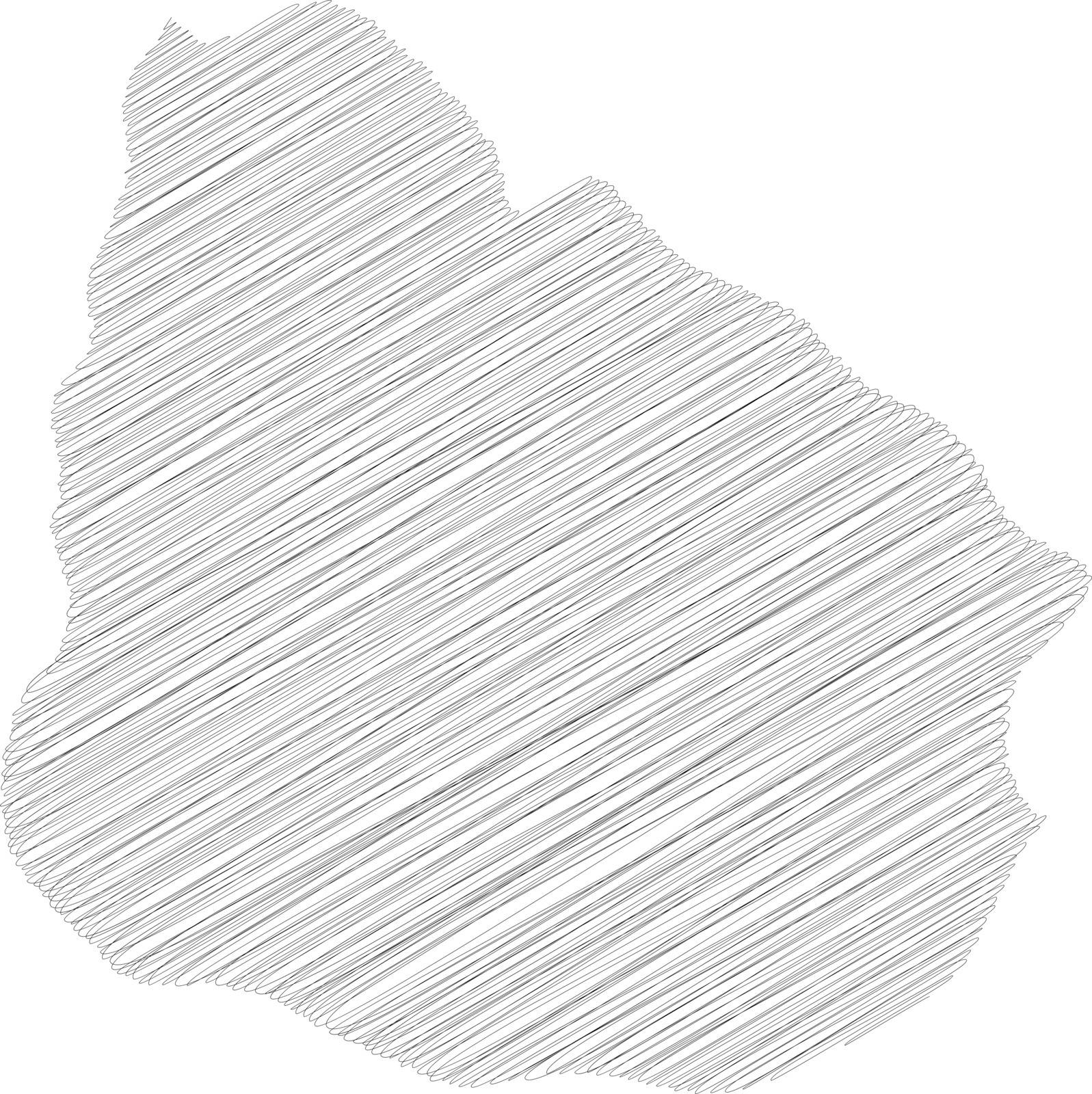 Uruguay - pencil scribble sketch silhouette map of country area with dropped shadow. Simple flat vector illustration.