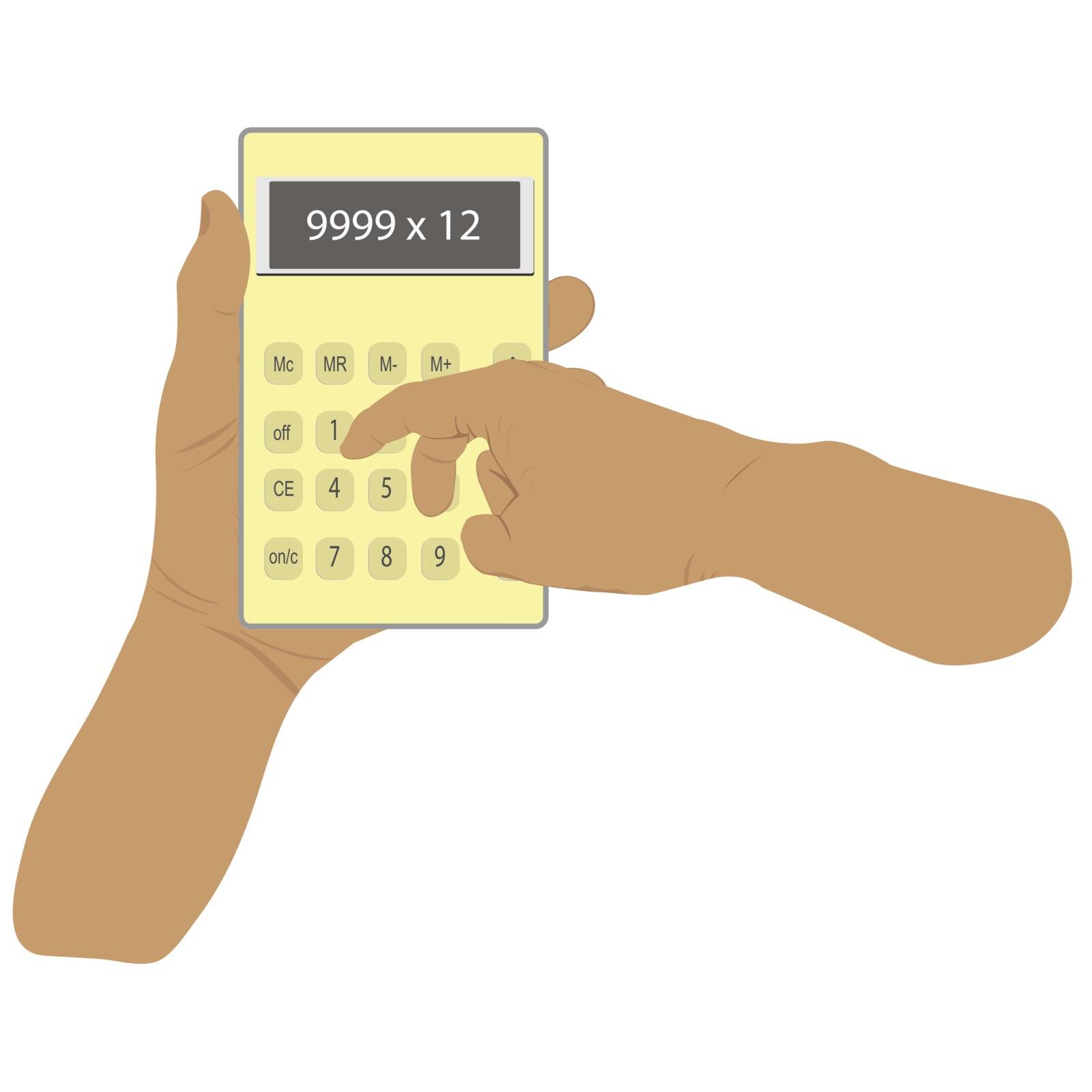 hand hold Calculator, concept to calculate the expense Vector illustration by piyaphun