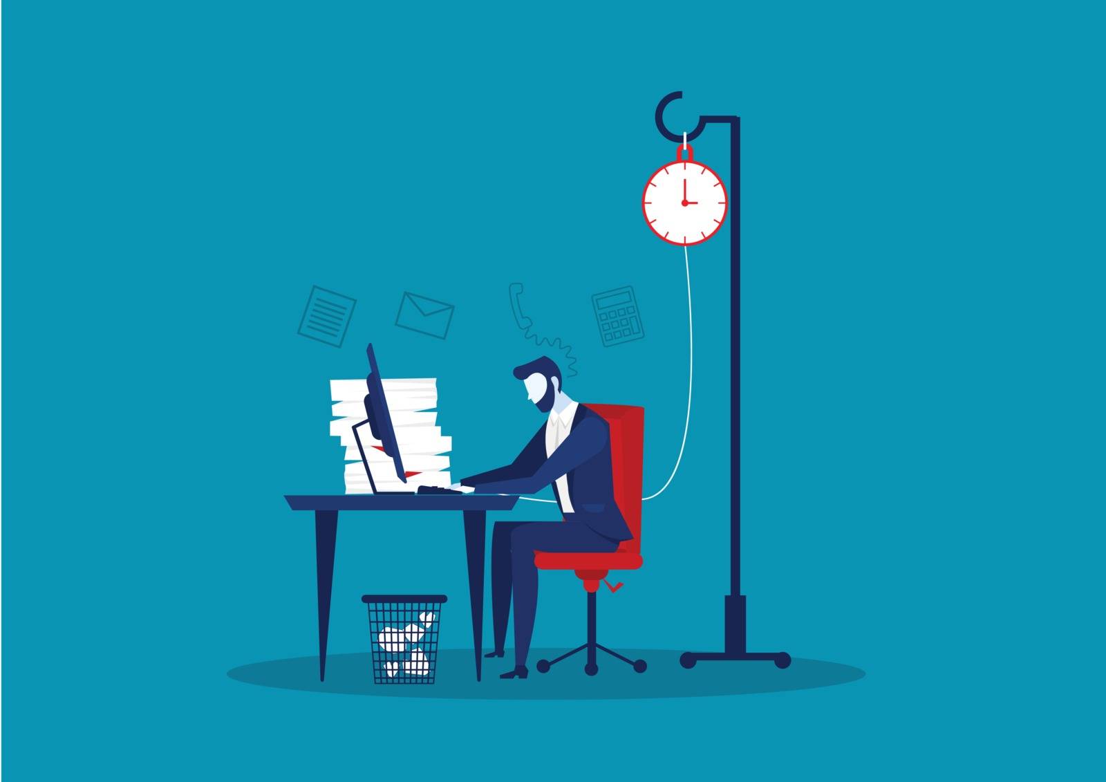 business on table hard work concept on blue background by mhammad_useng