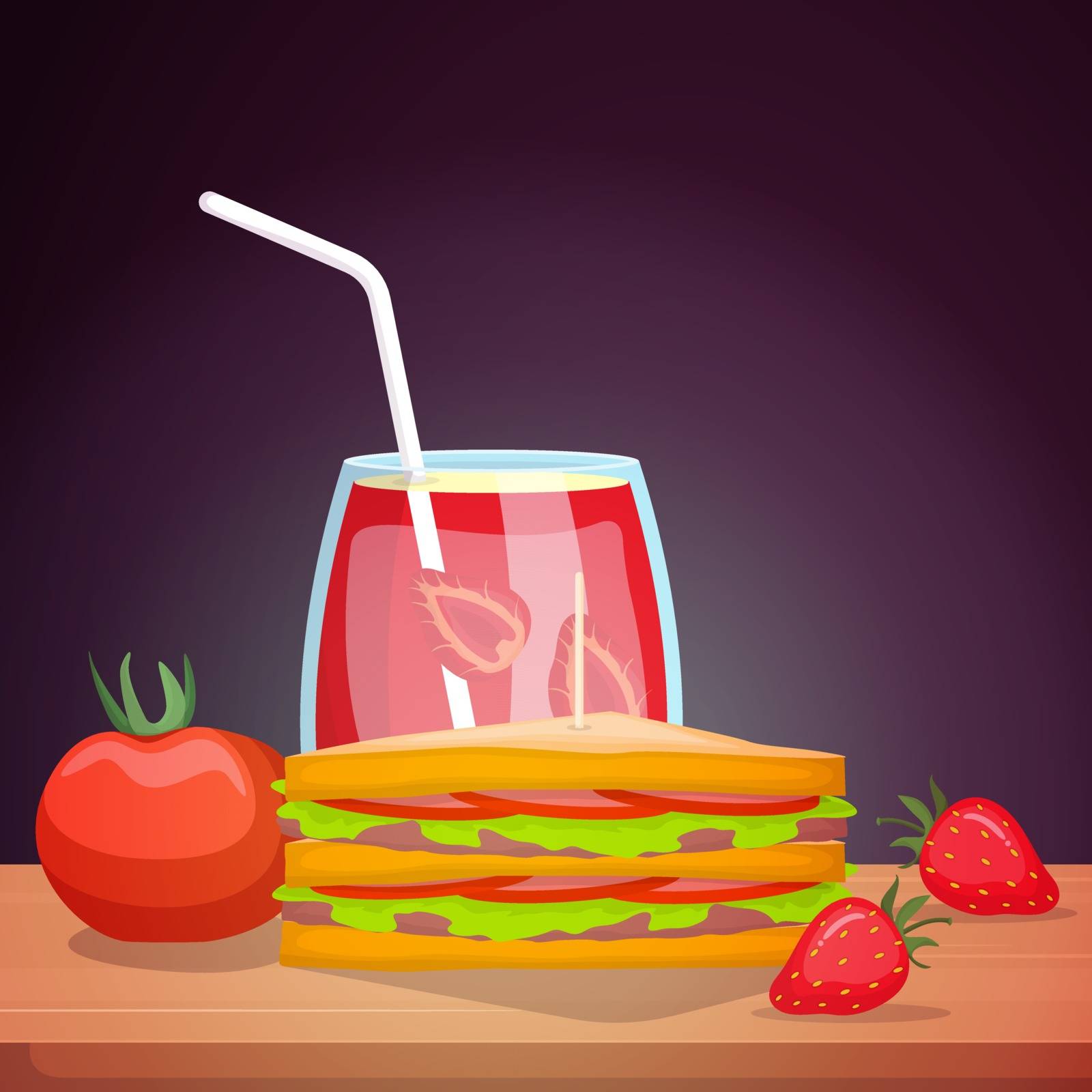 Sandwich Food Photography Delicious Tasty Menu on Table Illustration by jongcreative