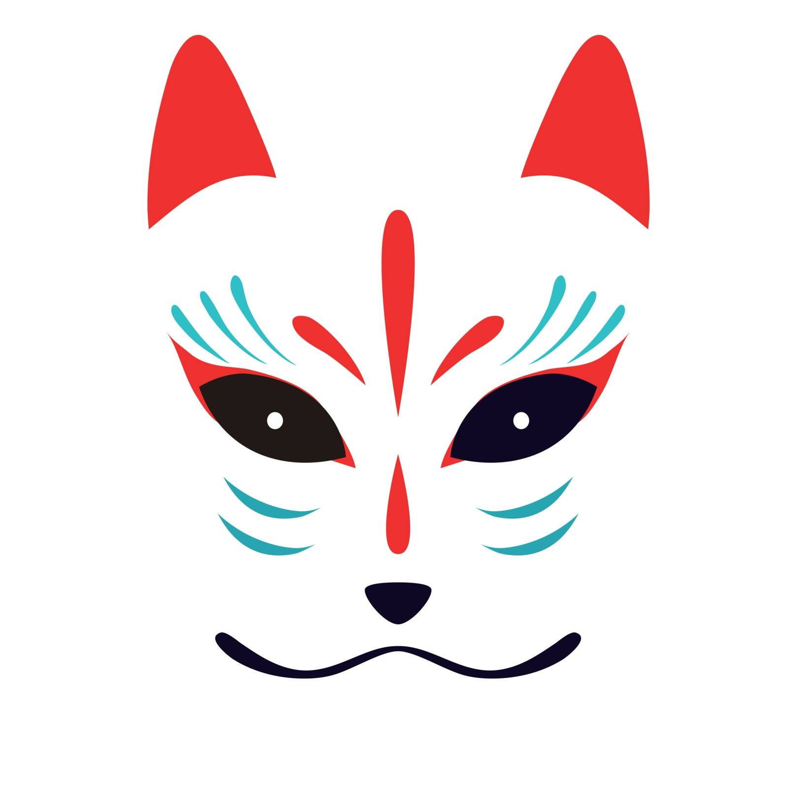 Japanese traditional Fox mask. kitsune men.