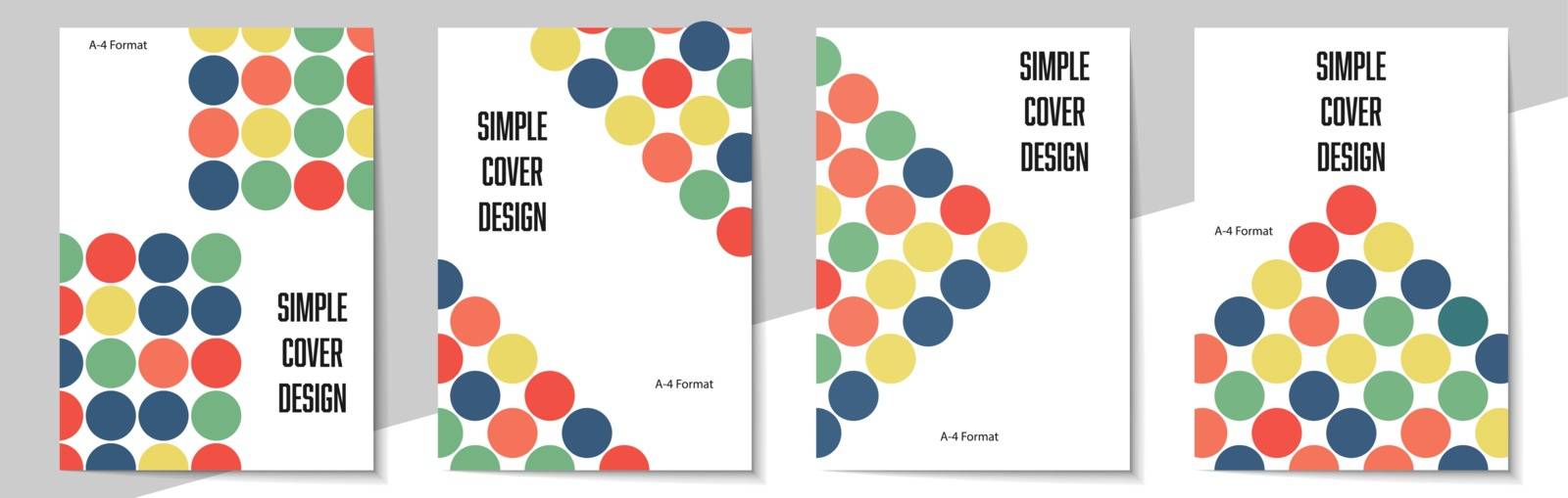 Geometric cover design templates A-4 format. Editable set of layouts for covers of books, magazines, notebooks, albums, booklets. Flat design, modern colors.