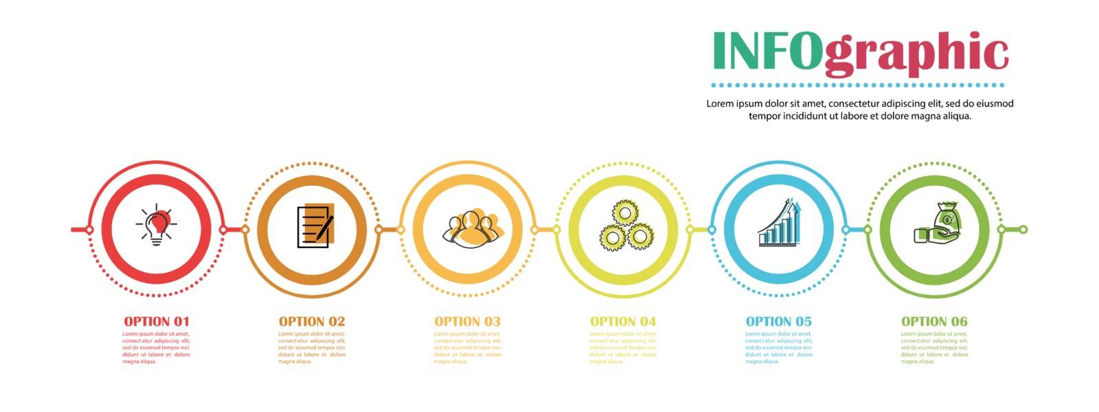 Infographics. Vector template of six stages. For web page design by Grommik