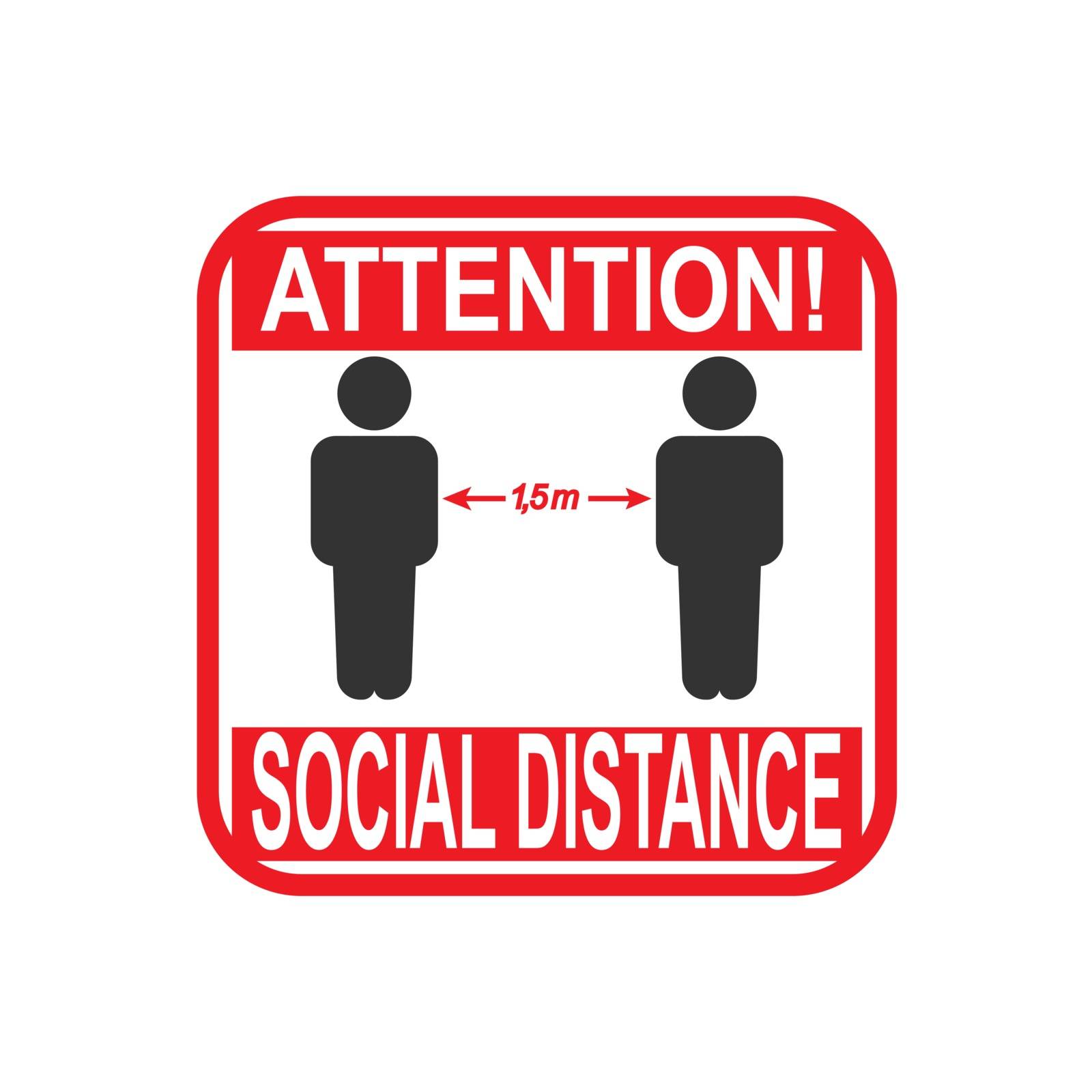 Vector icon, sign of social distance. Flat design by Grommik