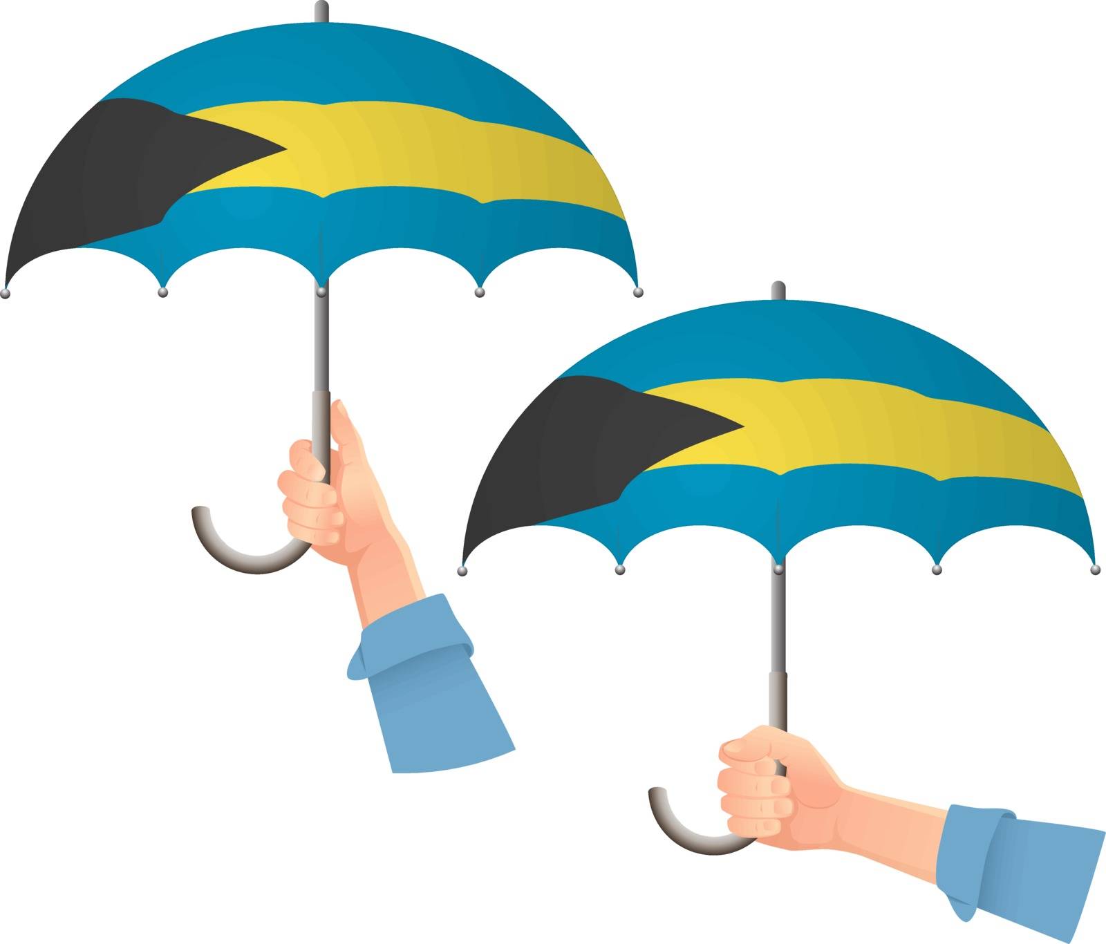 Bahamas flag umbrella. Social security concept. National flag of Bahamas vector illustration