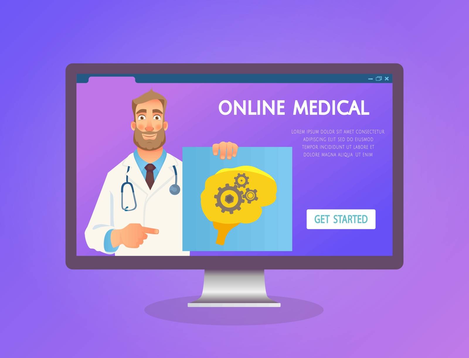 Online medical consultation. Doctor online. Medicine concept. Doctor website vector illustration