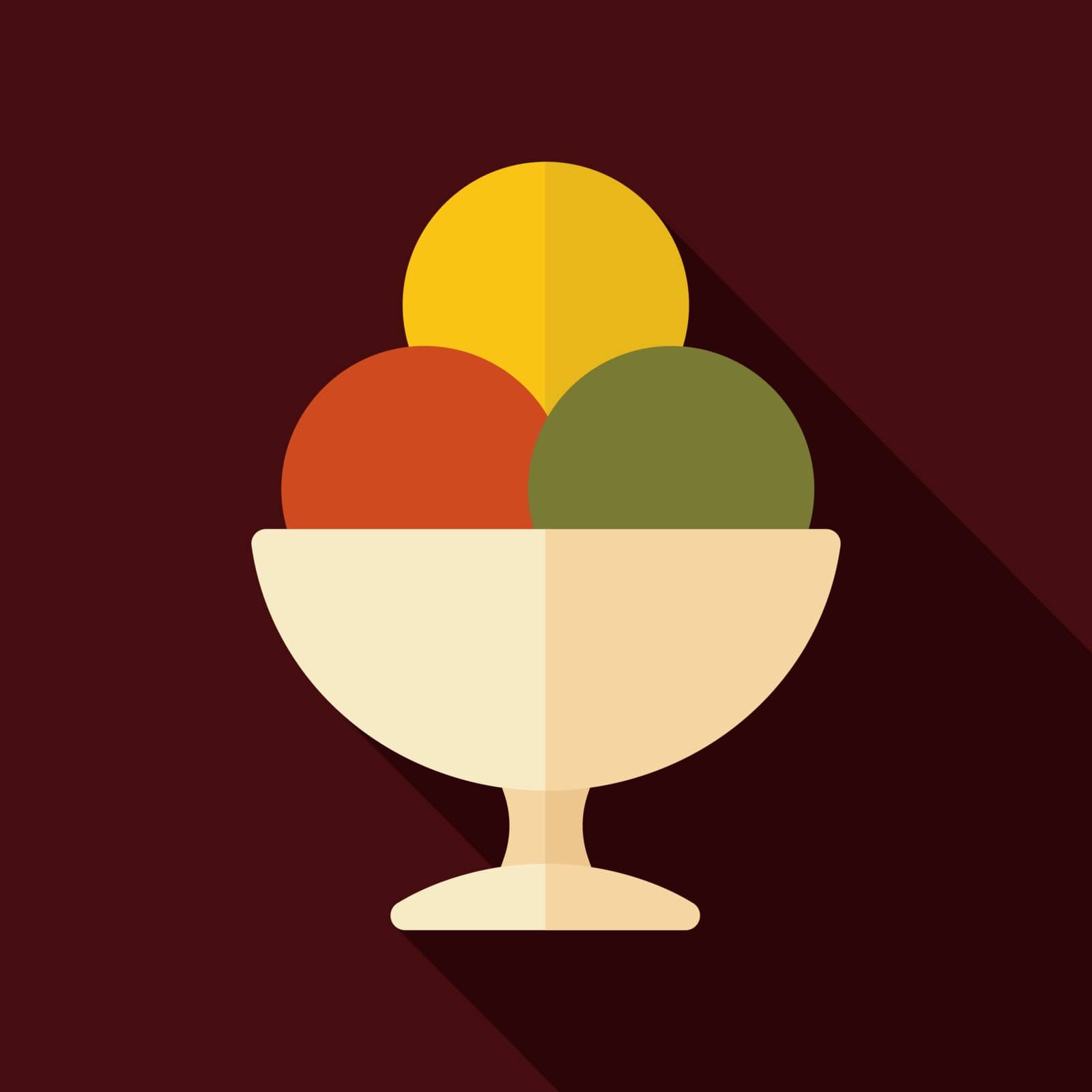 Ice-cream balls in bowl vector icon. Fastfood sign by nosik