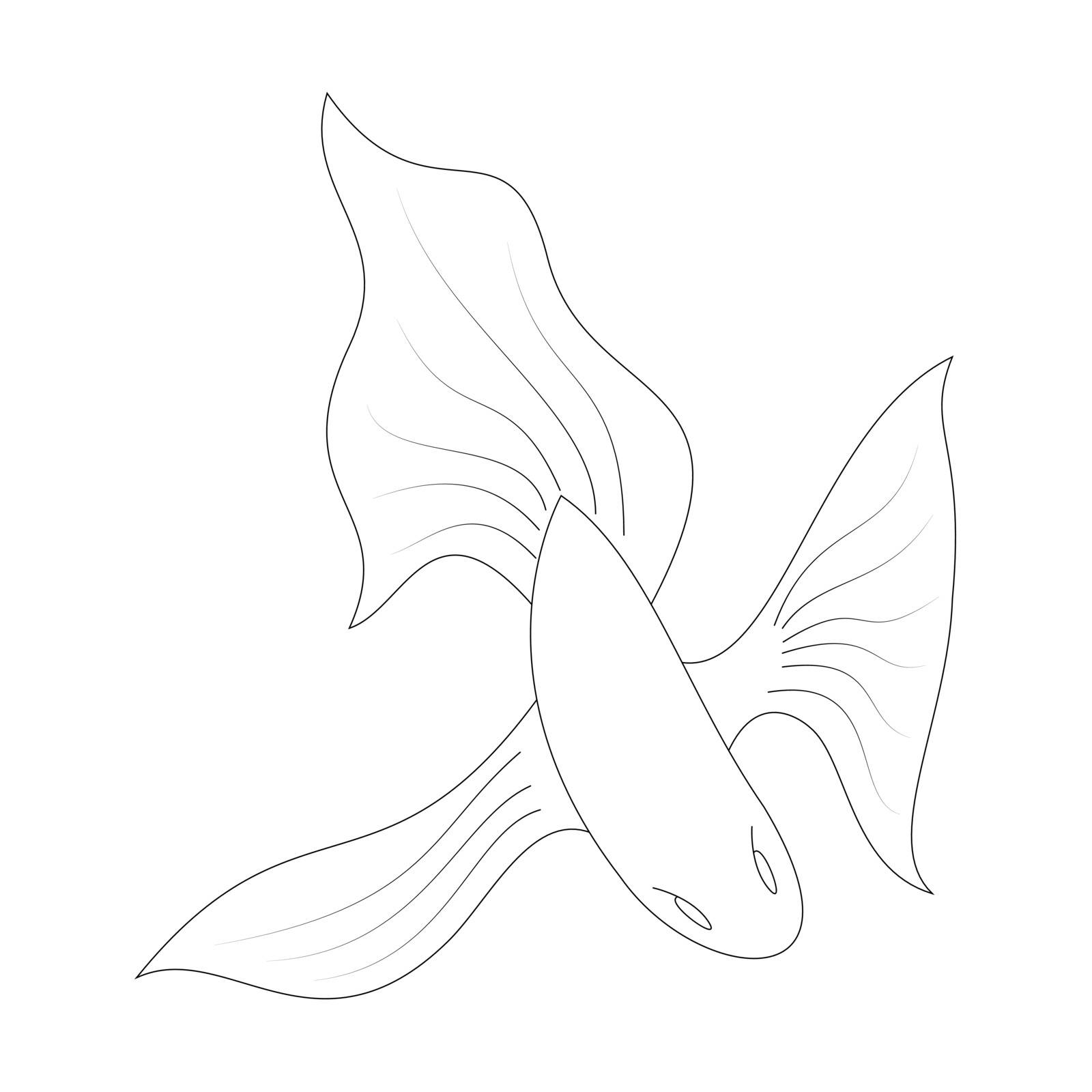 Cartoon goldfish outline. Vector illustration isolated on white background. Decoration for greeting cards, posters, flyers, prints for clothes.
