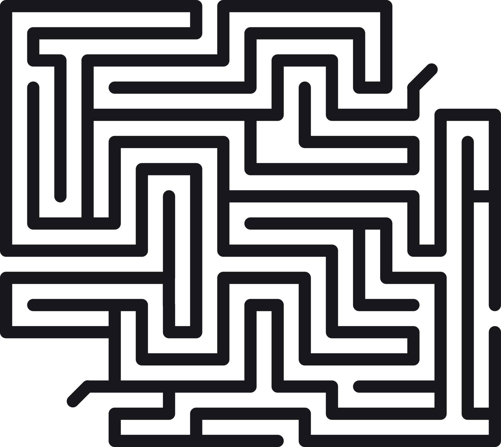 Maze game scheme. Square labyrinth sample vector illustration.